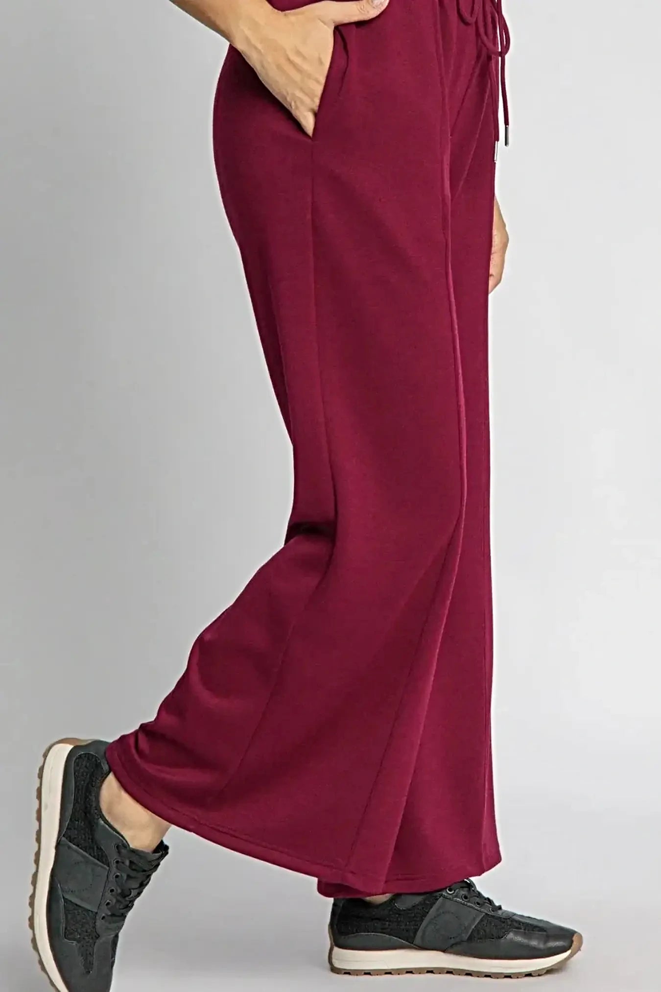 Umgee Full Size Drawstring Wide Leg Pants with Pockets -