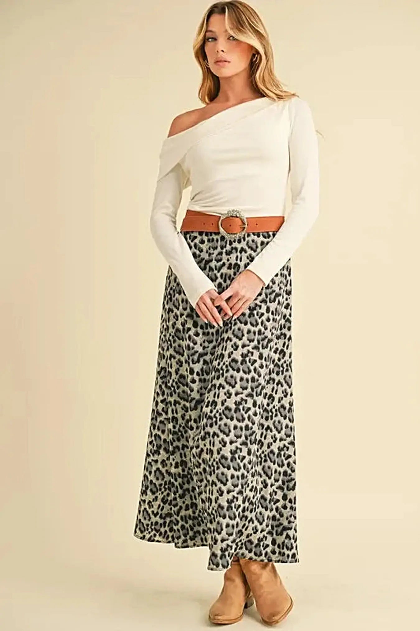 Aemi+Co Leopard Midi Skirt -