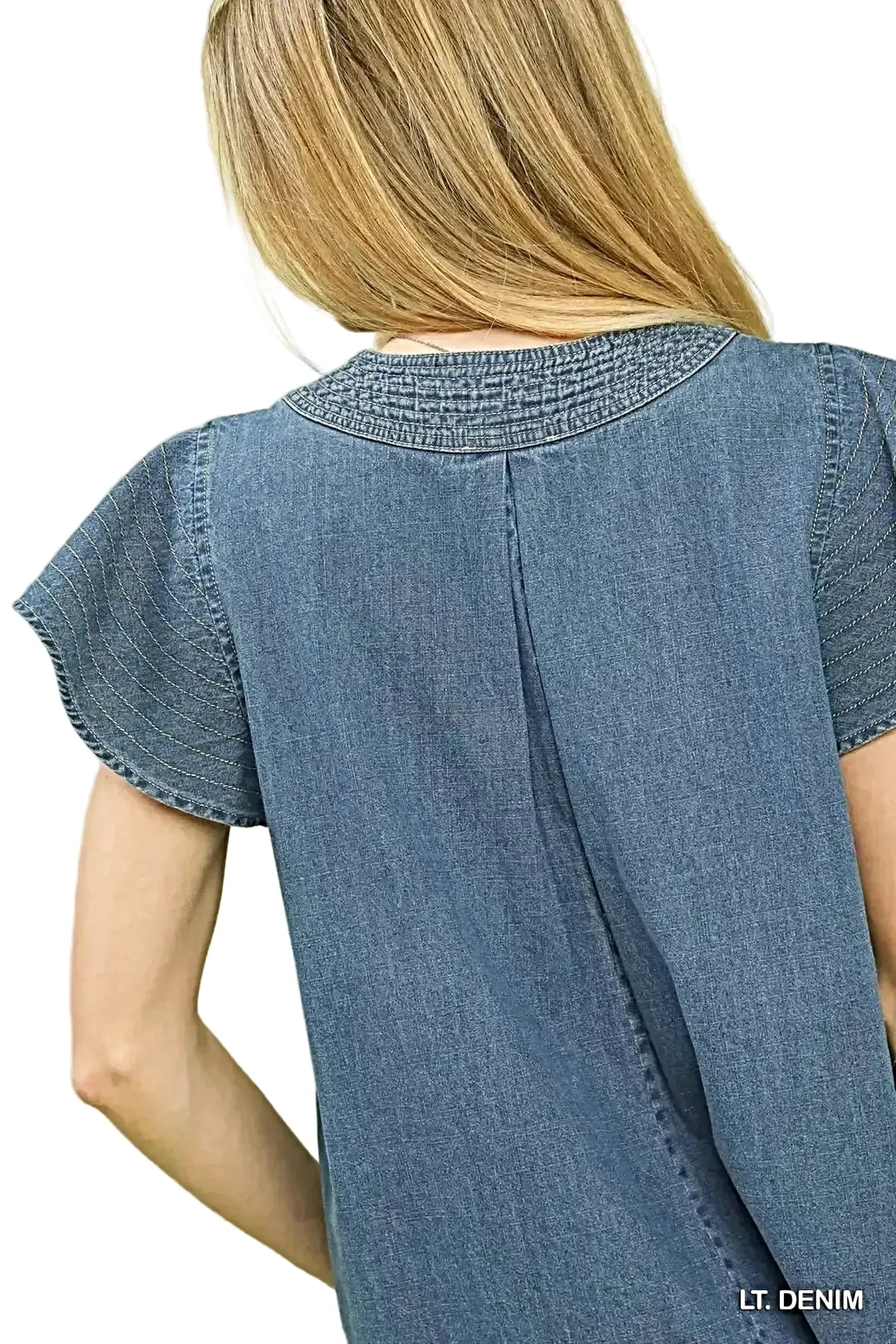 Umgee Cap Sleeve Denim Top -