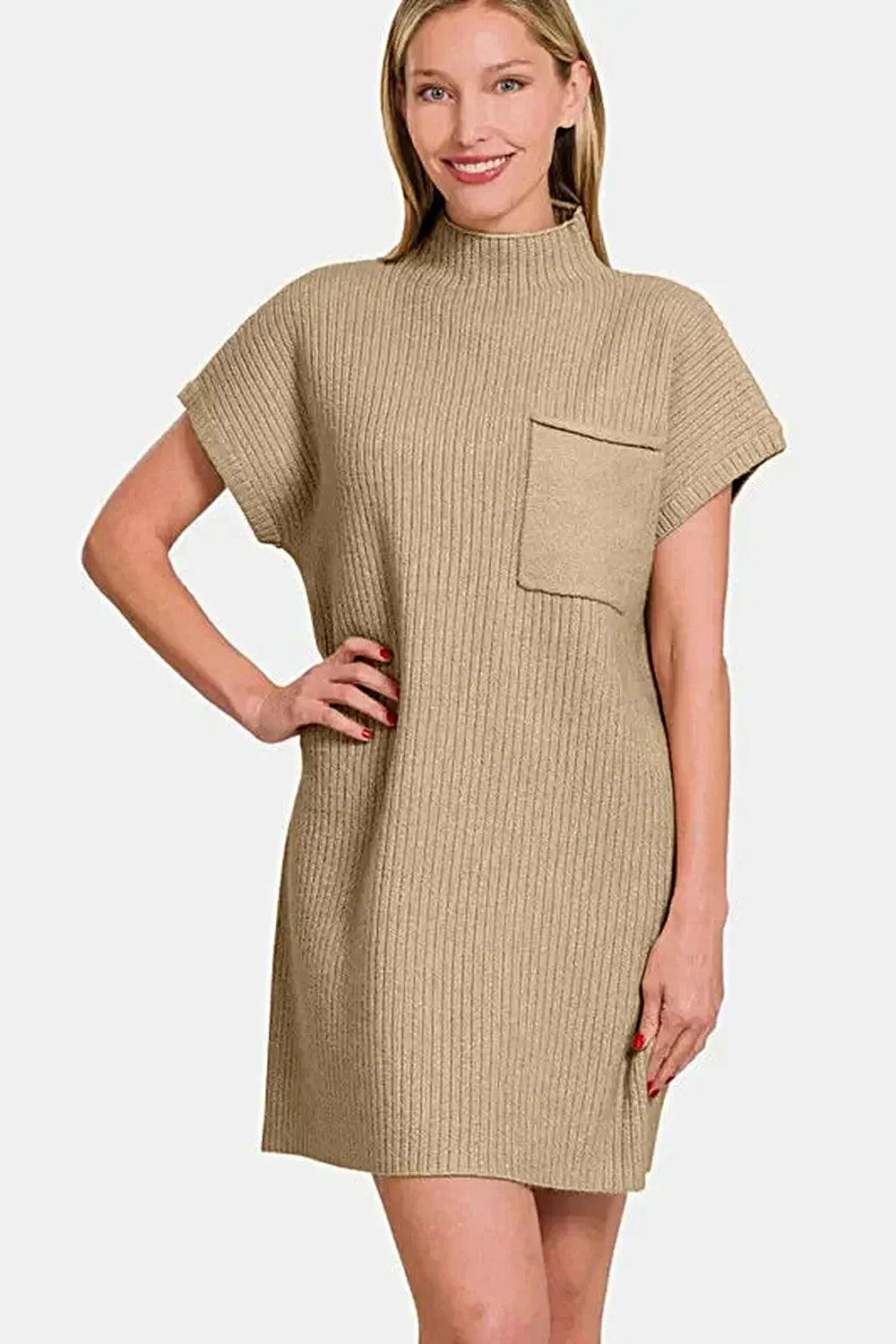 Zenana Short Sleeve Sweater Mini Dress -