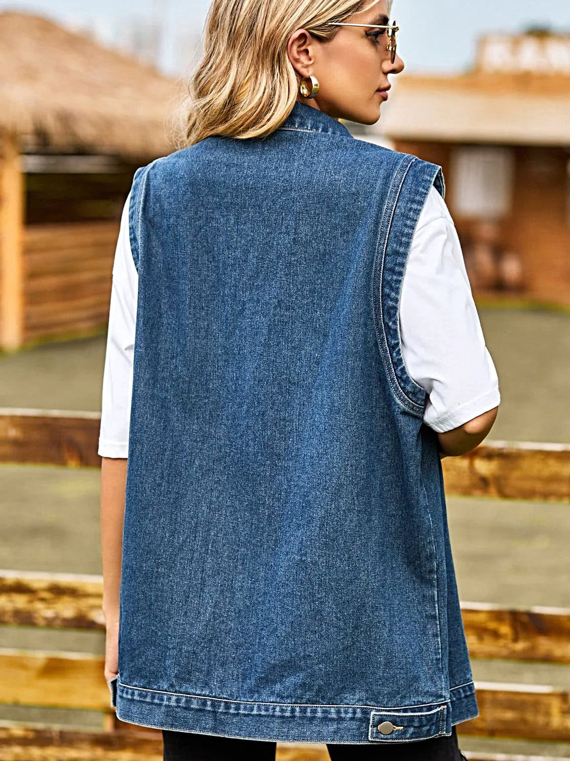 Button Down Denim Vest -