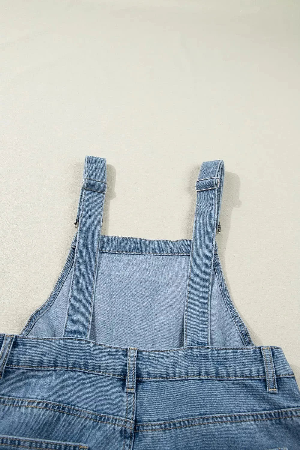 Pleated Wide Leg Retro Pocketed Denim Jumpsuit -