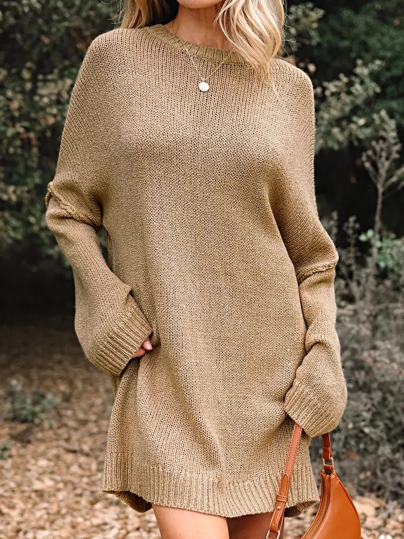 Oversize Drop Shoulder Slouchy Sweater Dress -