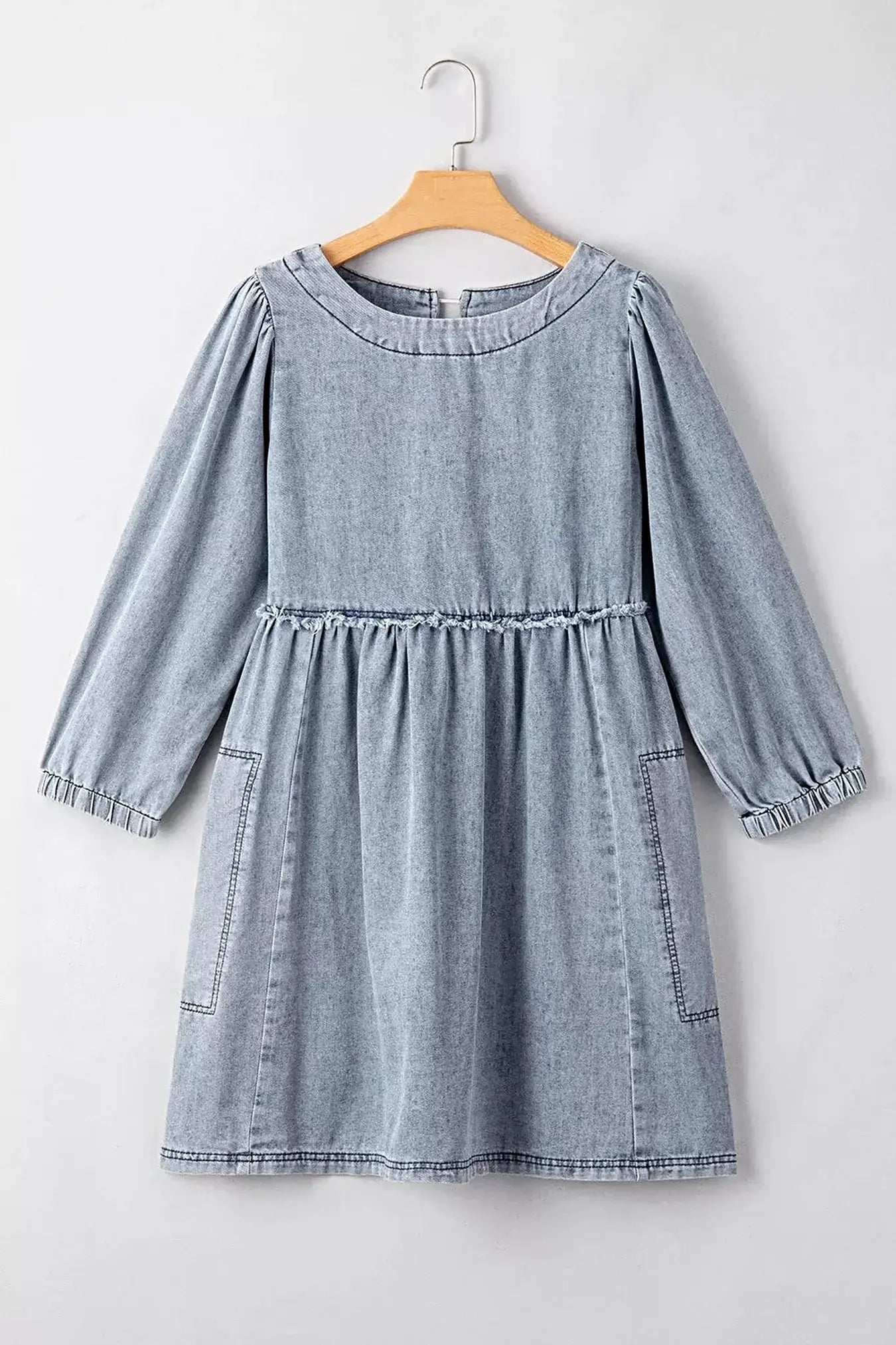 Vintage Wash Denim Dress with Pockets -