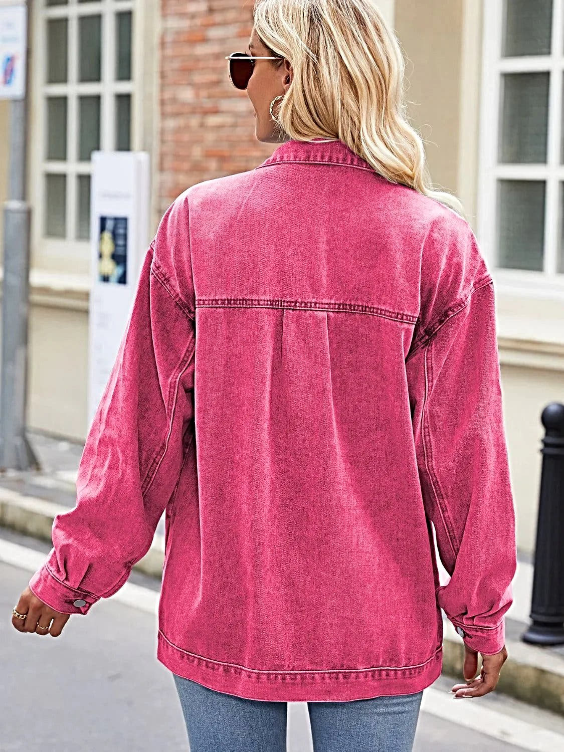 Button Up Denim Jacket with Pockets -