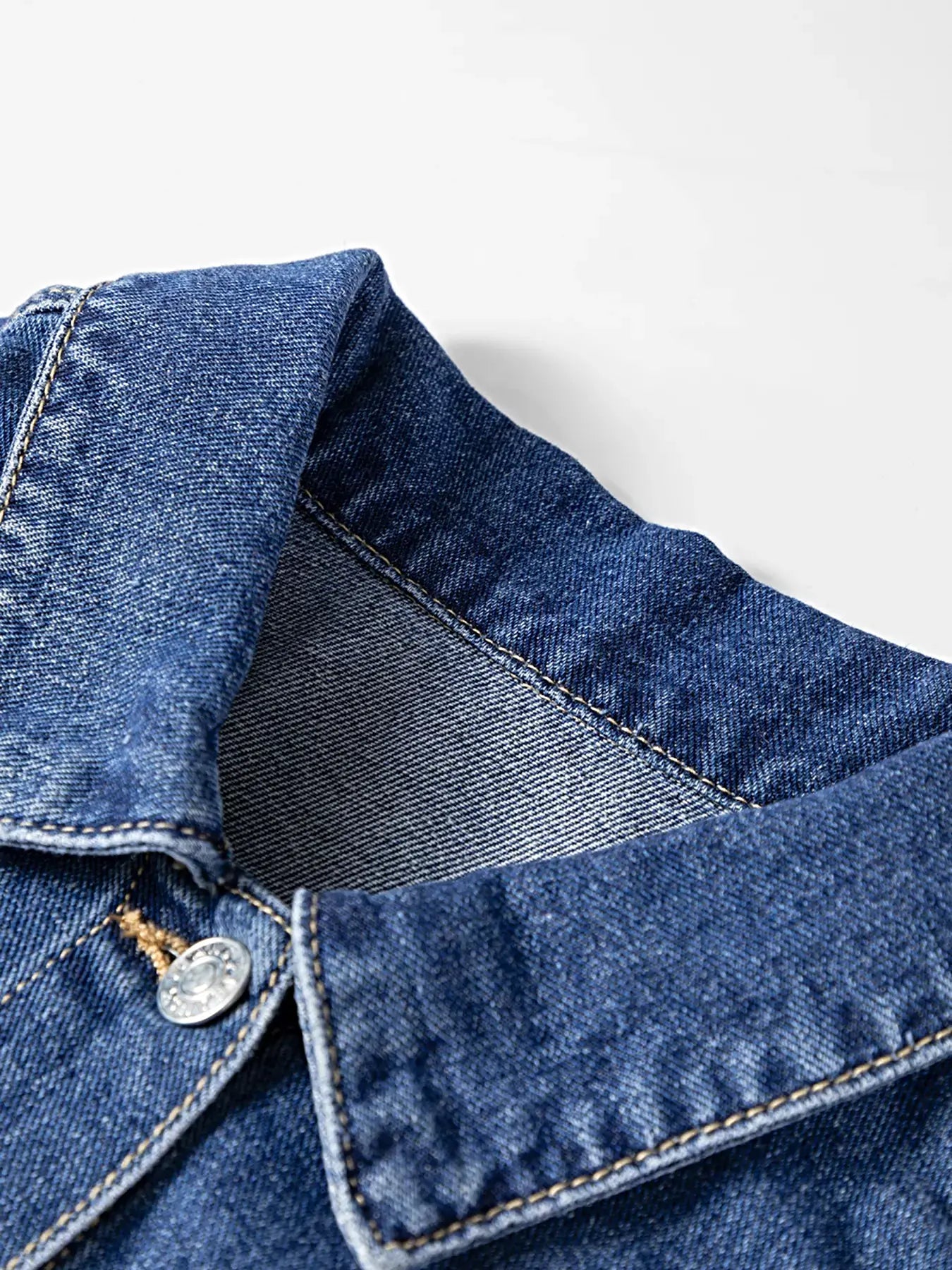Color Block Patchwork Raw Hem Denim Jacket -
