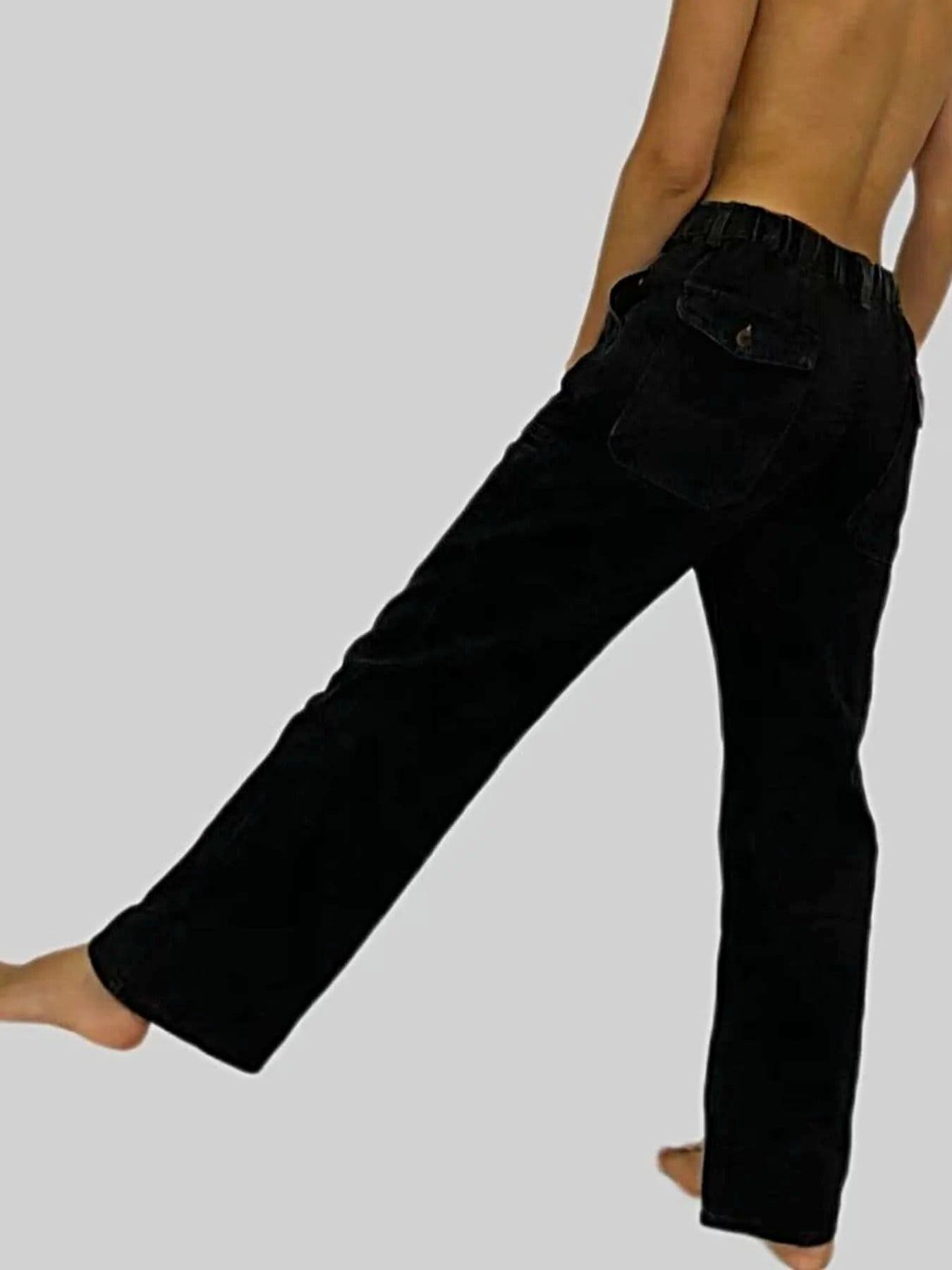 Wide Leg Contrast Stitching Jeans -
