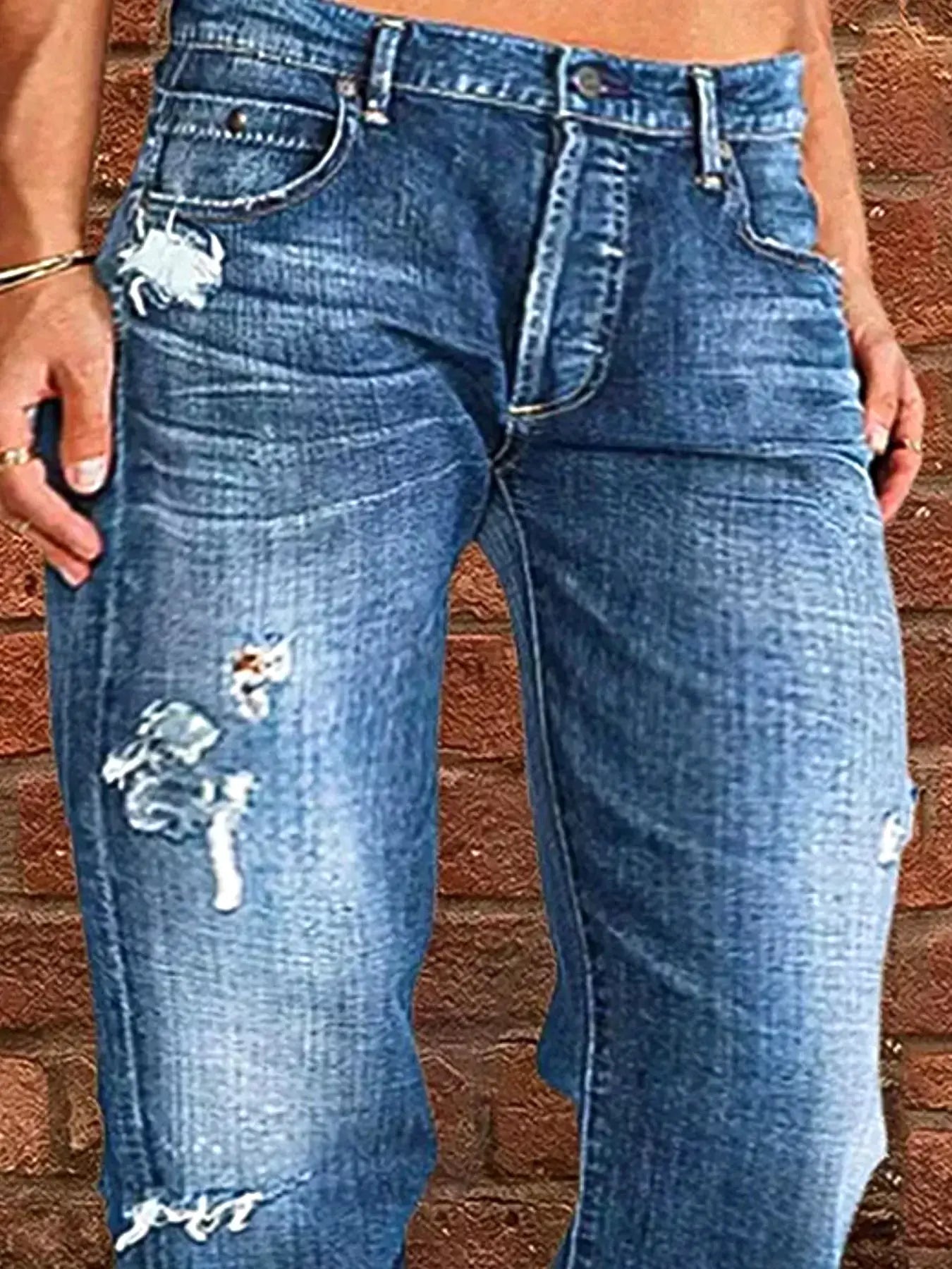Full Size Distressed Raw Hem Jeans Plus Size -
