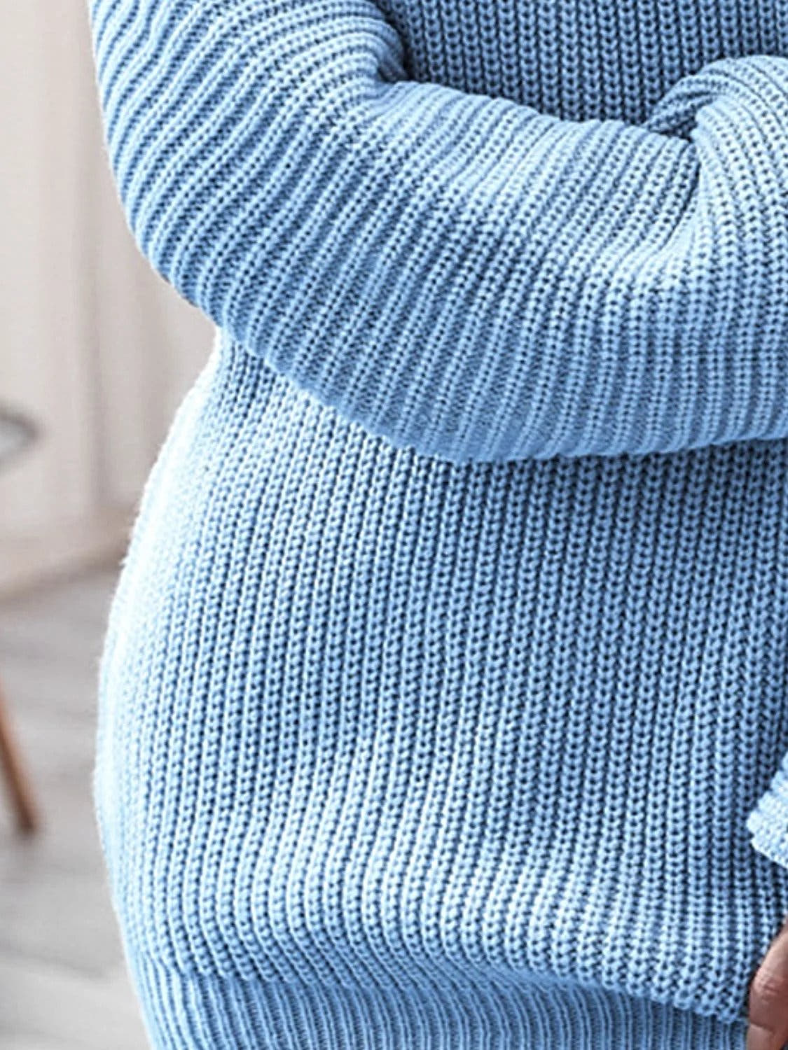 Rib-Knit Mini Sweater Dress -