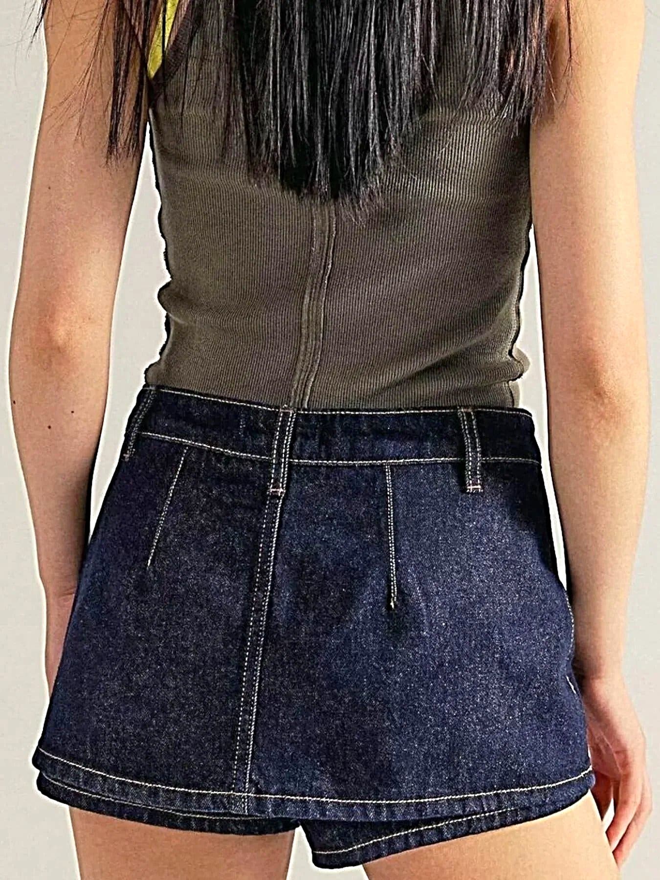 Classic Wash Denim Mini Skort -