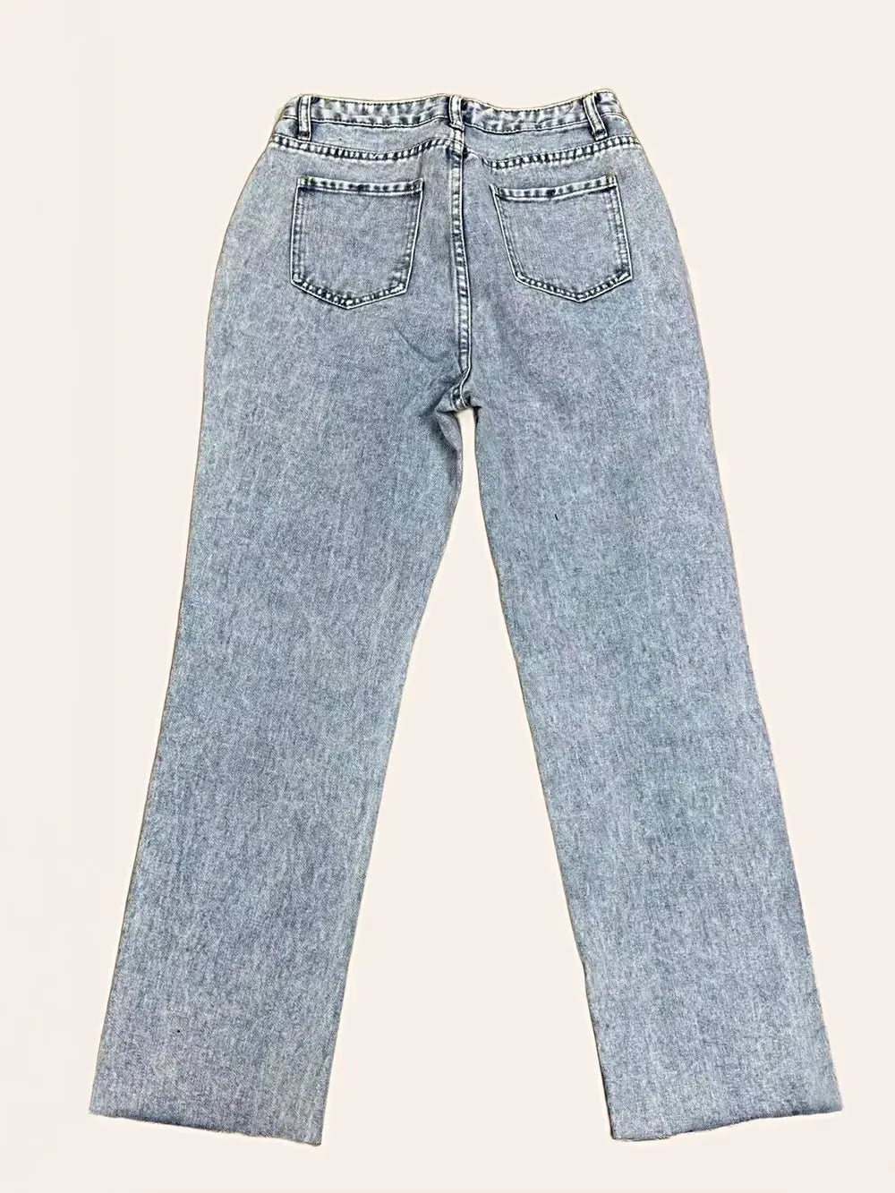 Distressed Straight Leg Jeans with Pockets -