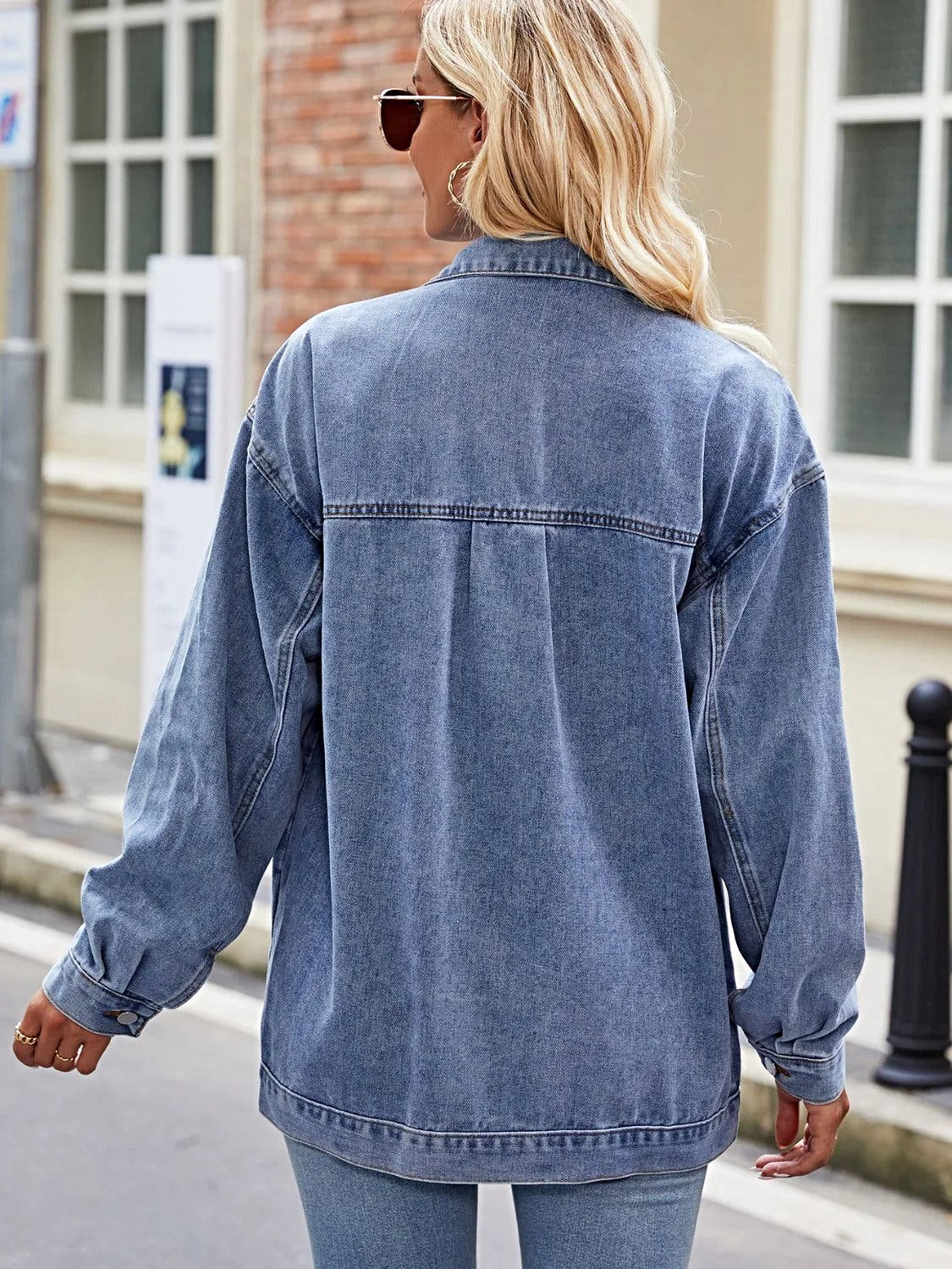Button Up Denim Jacket with Pockets -