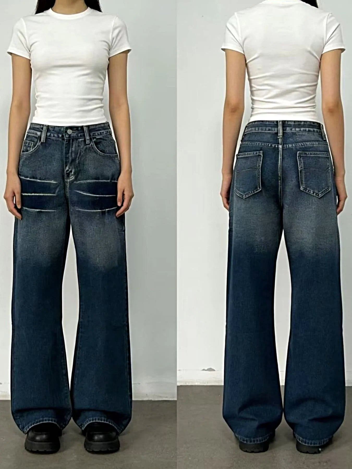 Washed Wide Leg Jeans -