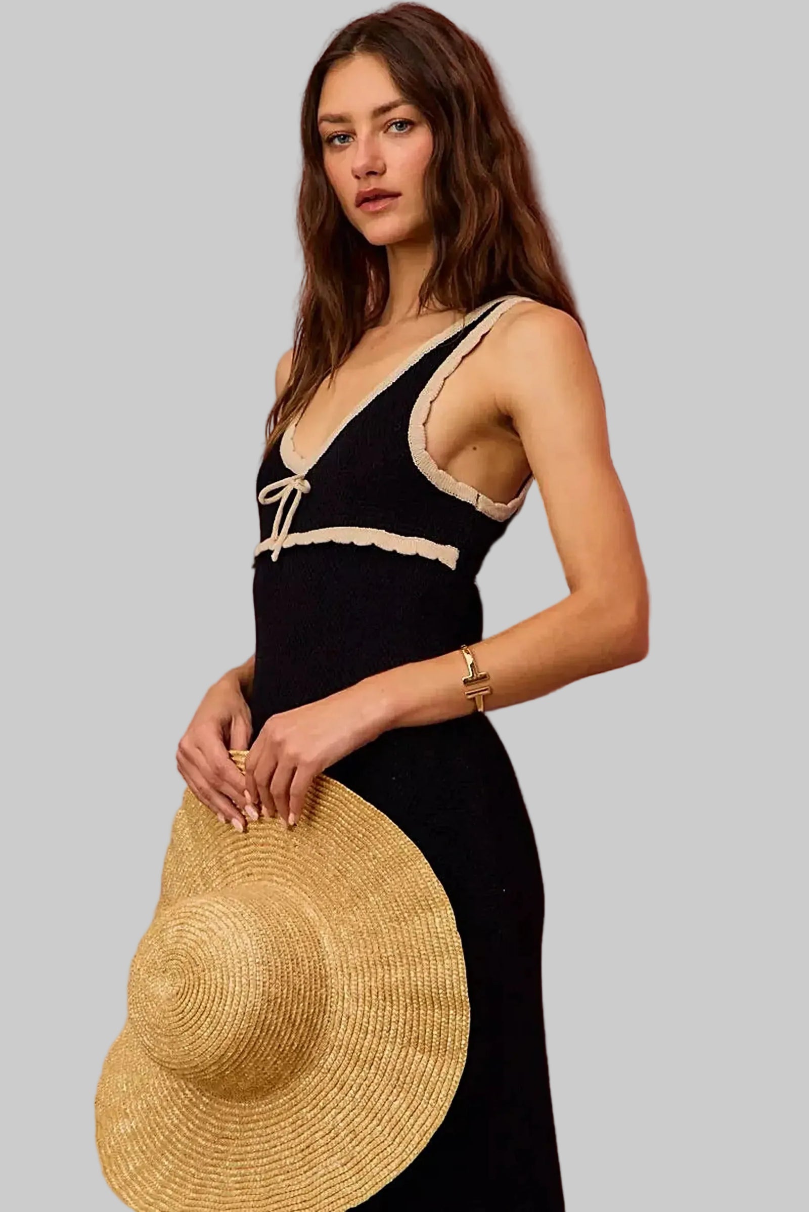 SO ME Knit Sweater Maxi Sleeveless Bodycon Resort Dress -