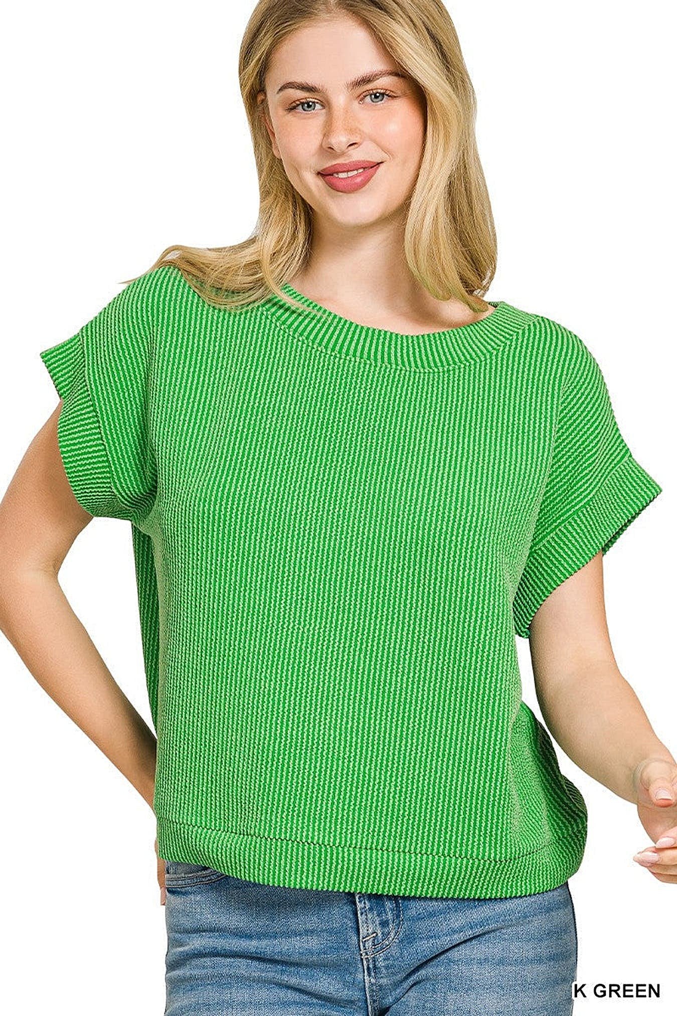 Zenana Raised Rib Cap Sleeve Top -