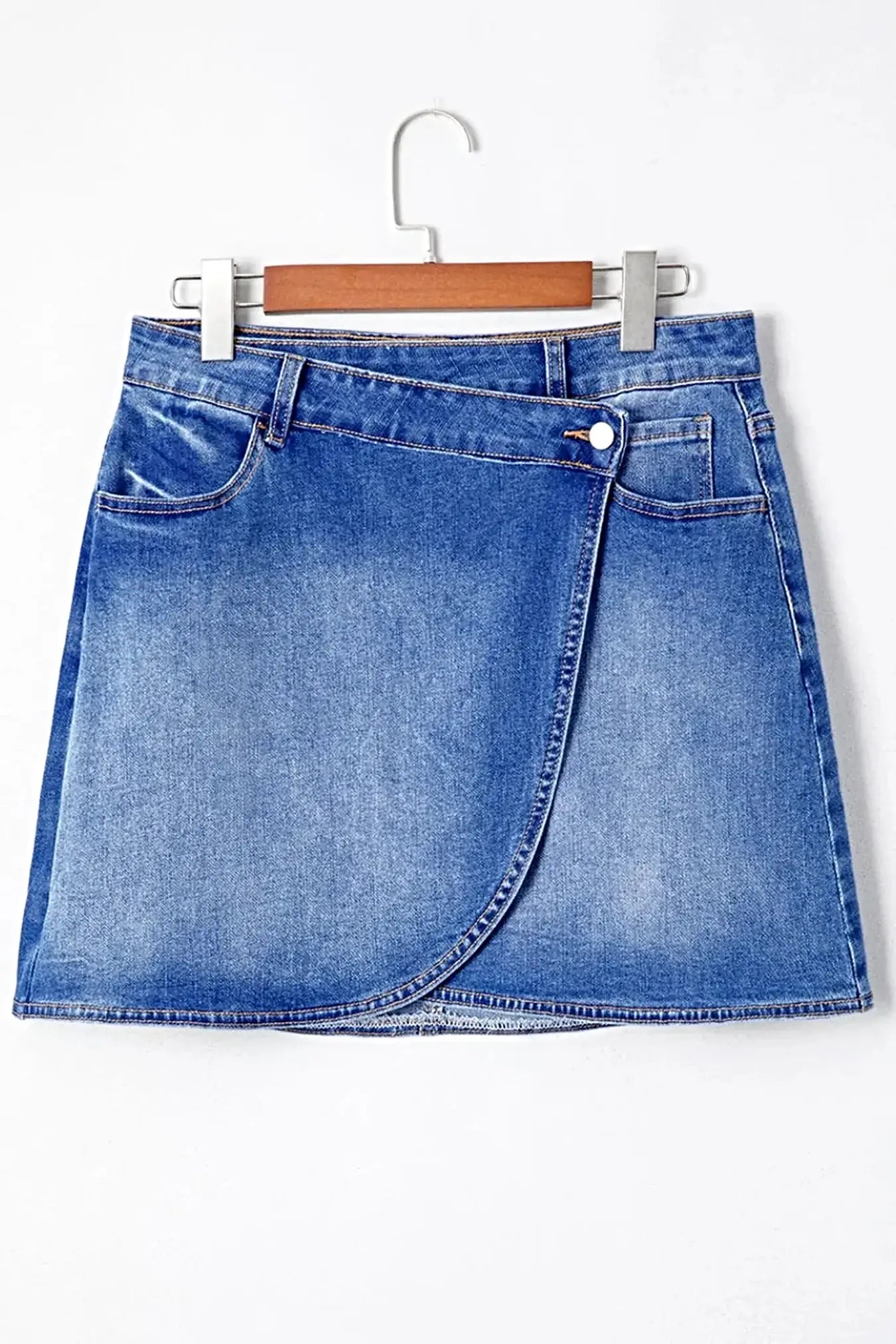 Wrapped Crossed Waist Denim Mini Skirt -