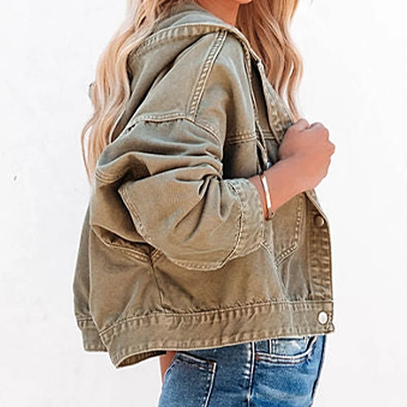 Hooded Dropped Shoulder Denim Jacket -