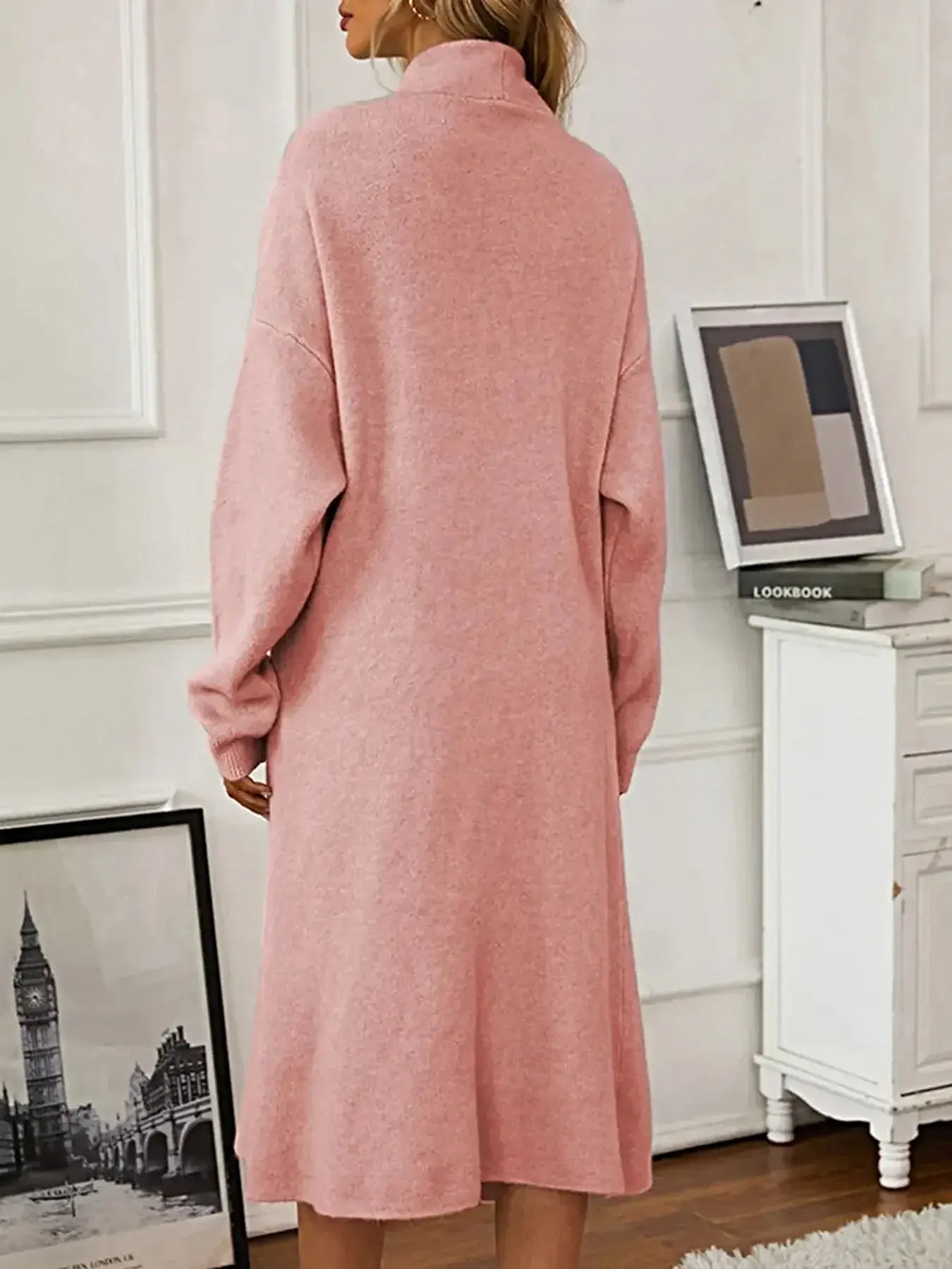 V-Neck Cami Dress and Open Front Cardigan Sweater Set -