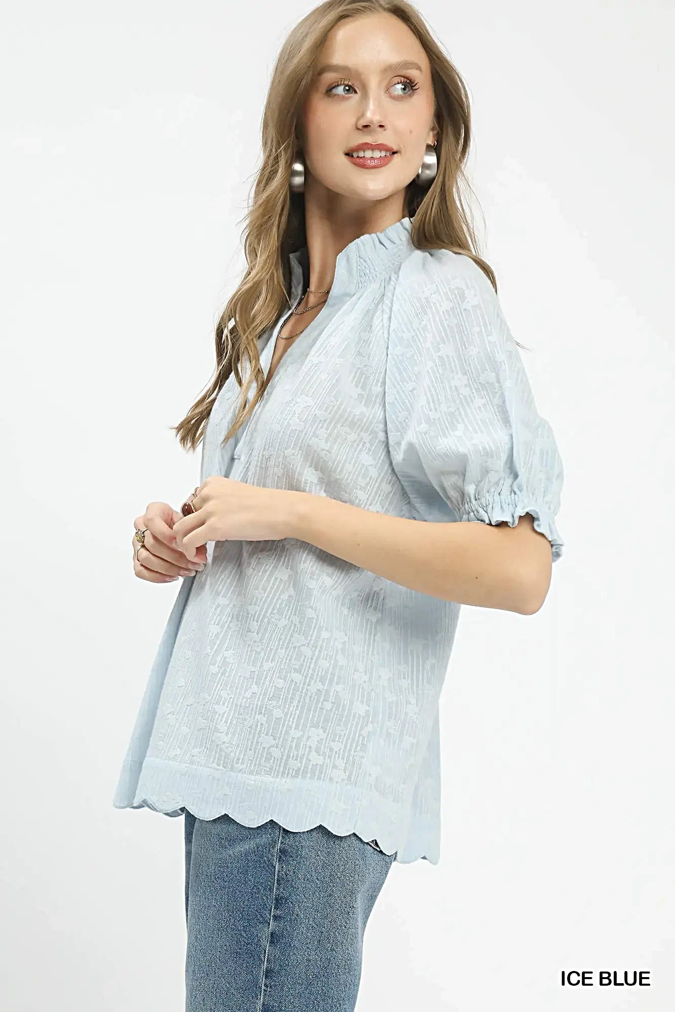 Umgee Textured Pintuck Blouse -