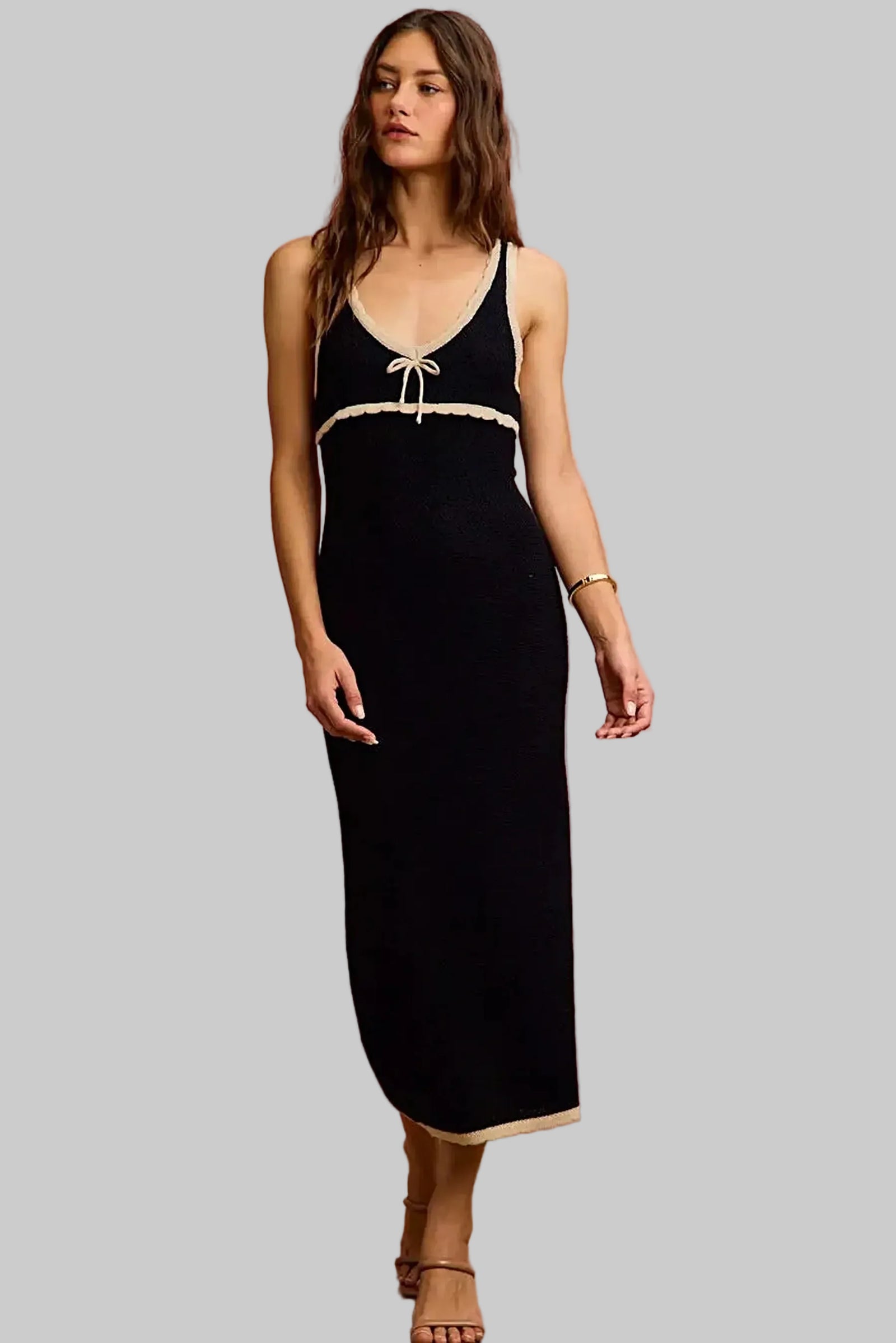 SO ME Knit Sweater Maxi Sleeveless Bodycon Resort Dress -