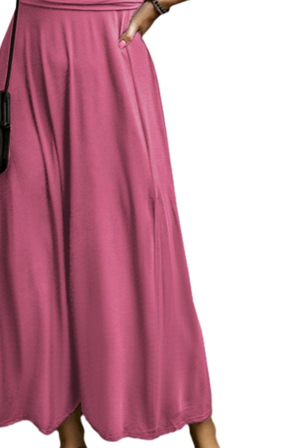 Smocked V-Neck Short Sleeve Dress Trendsi