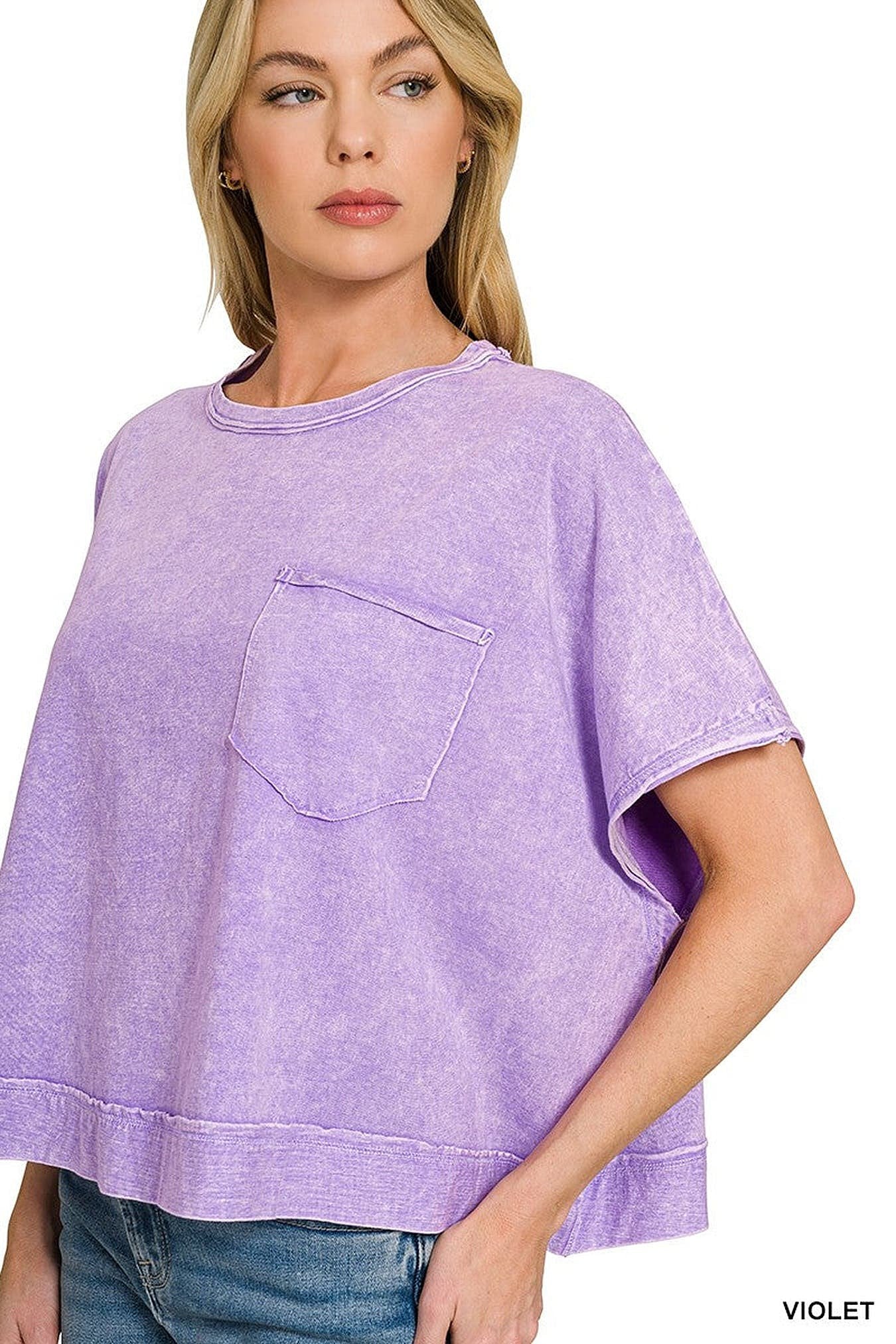 Zenana Halo Washed Oversized Top -