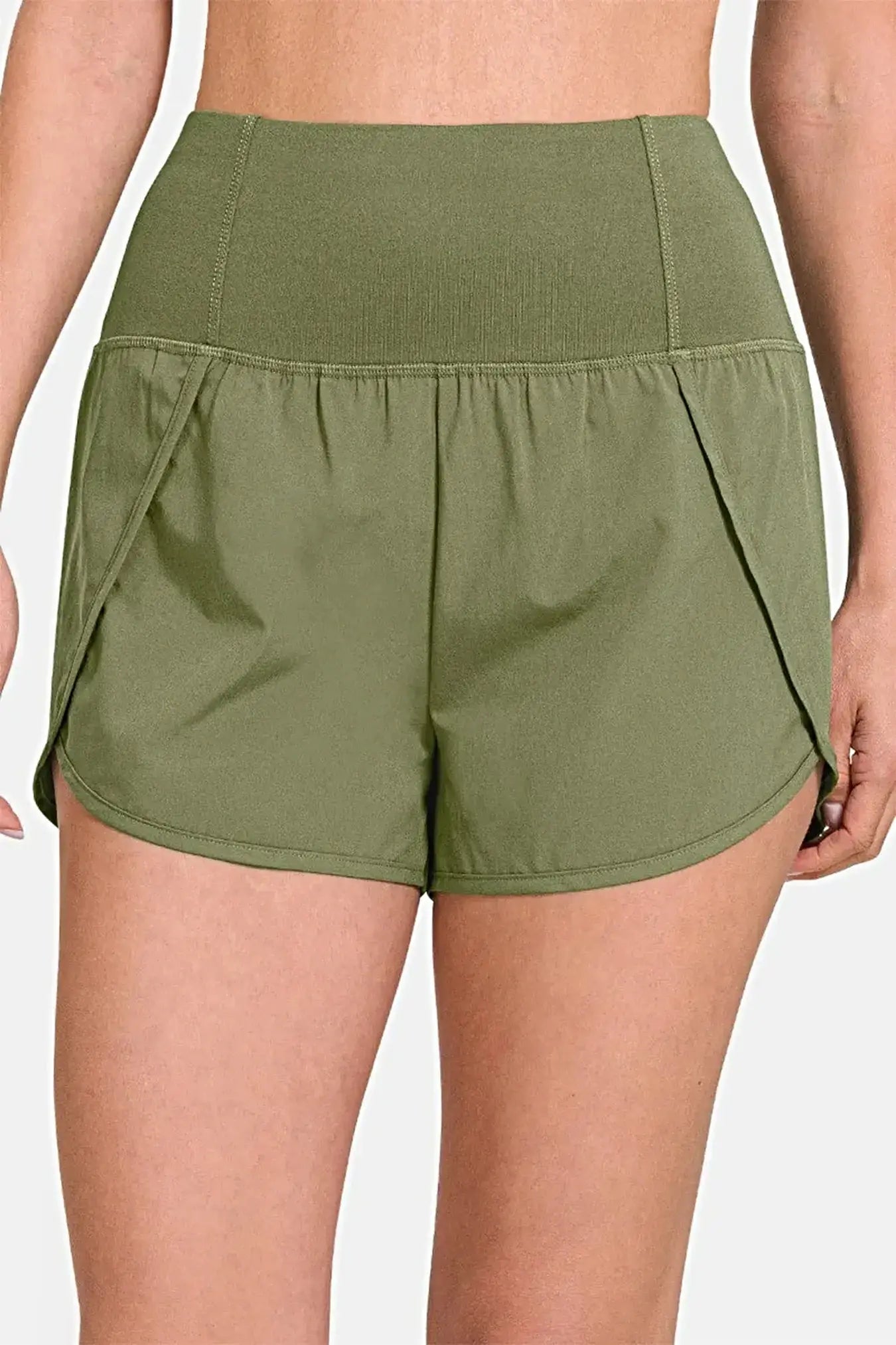 Zenana High-Waisted Zippered Back Pocket Active Shorts -