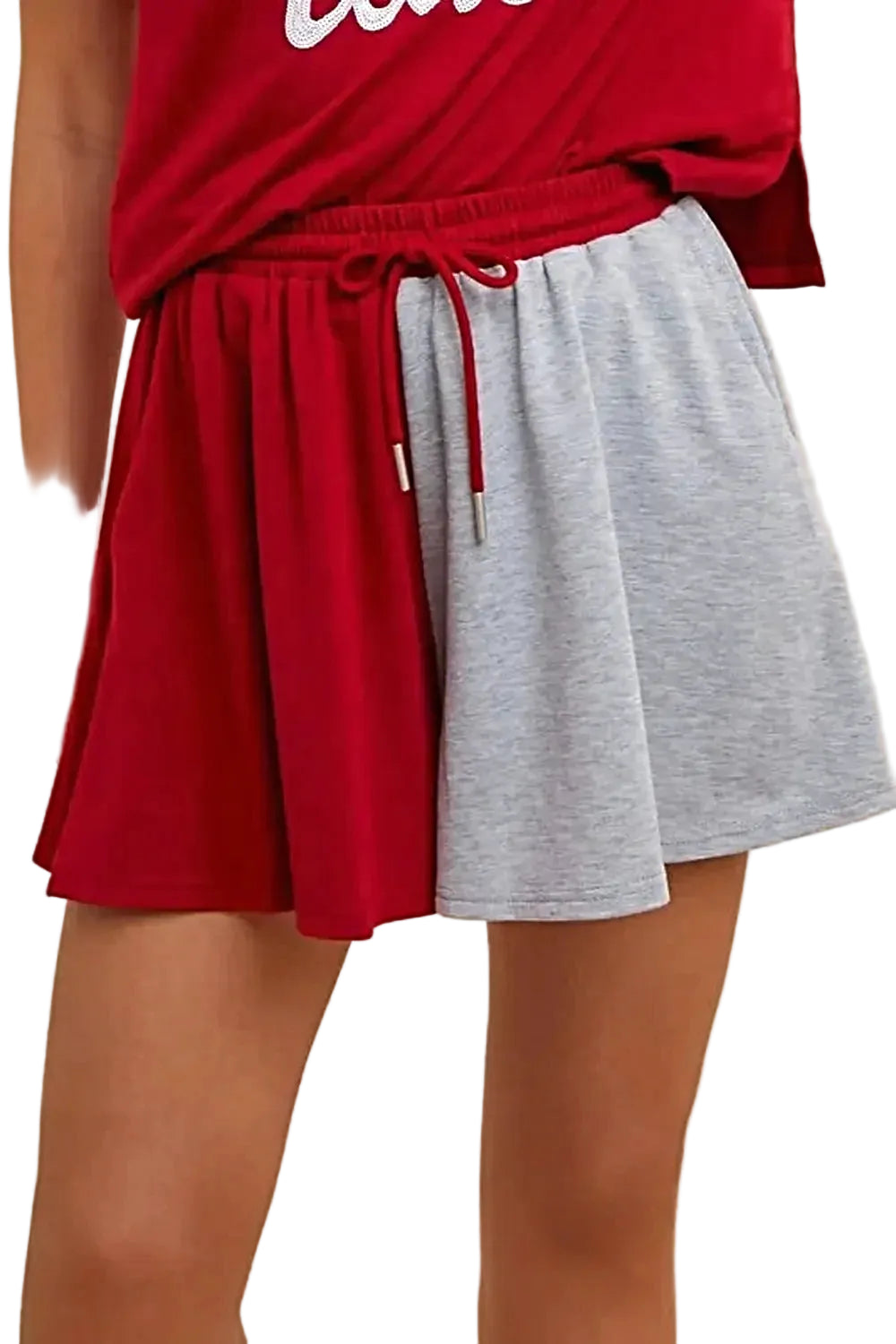 Annie Wear Color Block French Terry Flare Shorts -