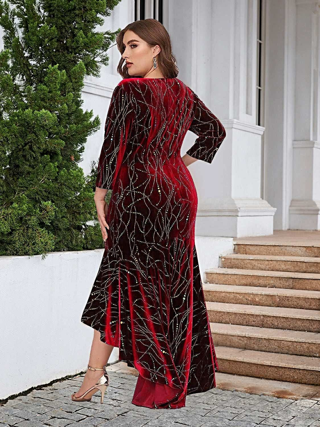 Plus Size Ruffle Hem High-Low Dress -
