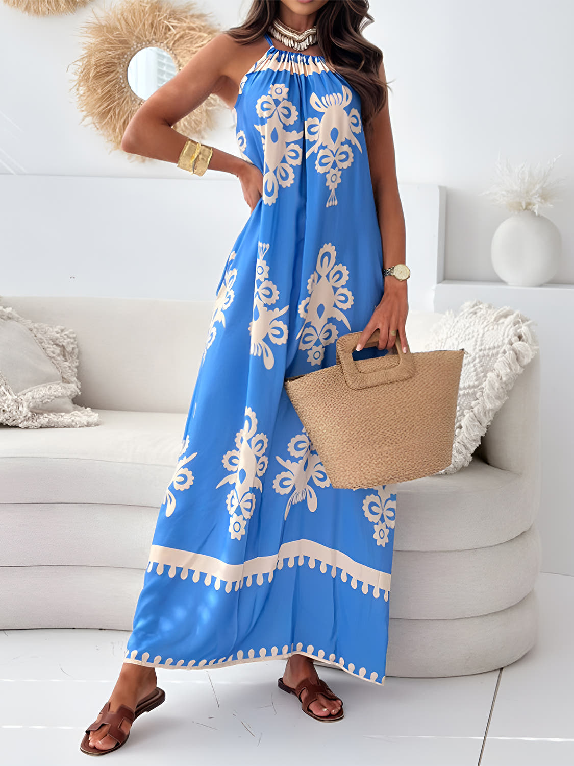 Elegant Printed Spaghetti Strap Sleeveless Maxi Dress - Perfect Maxi Dress for Summer Trendsi