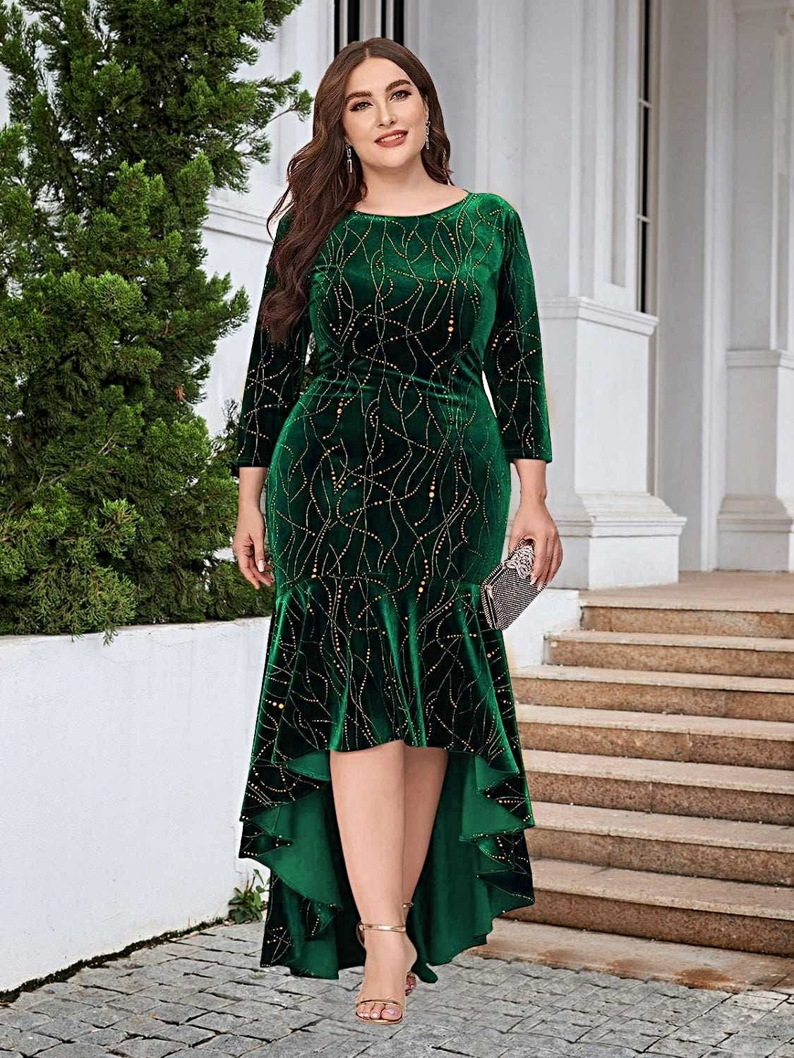 Plus Size Ruffle Hem High-Low Dress -