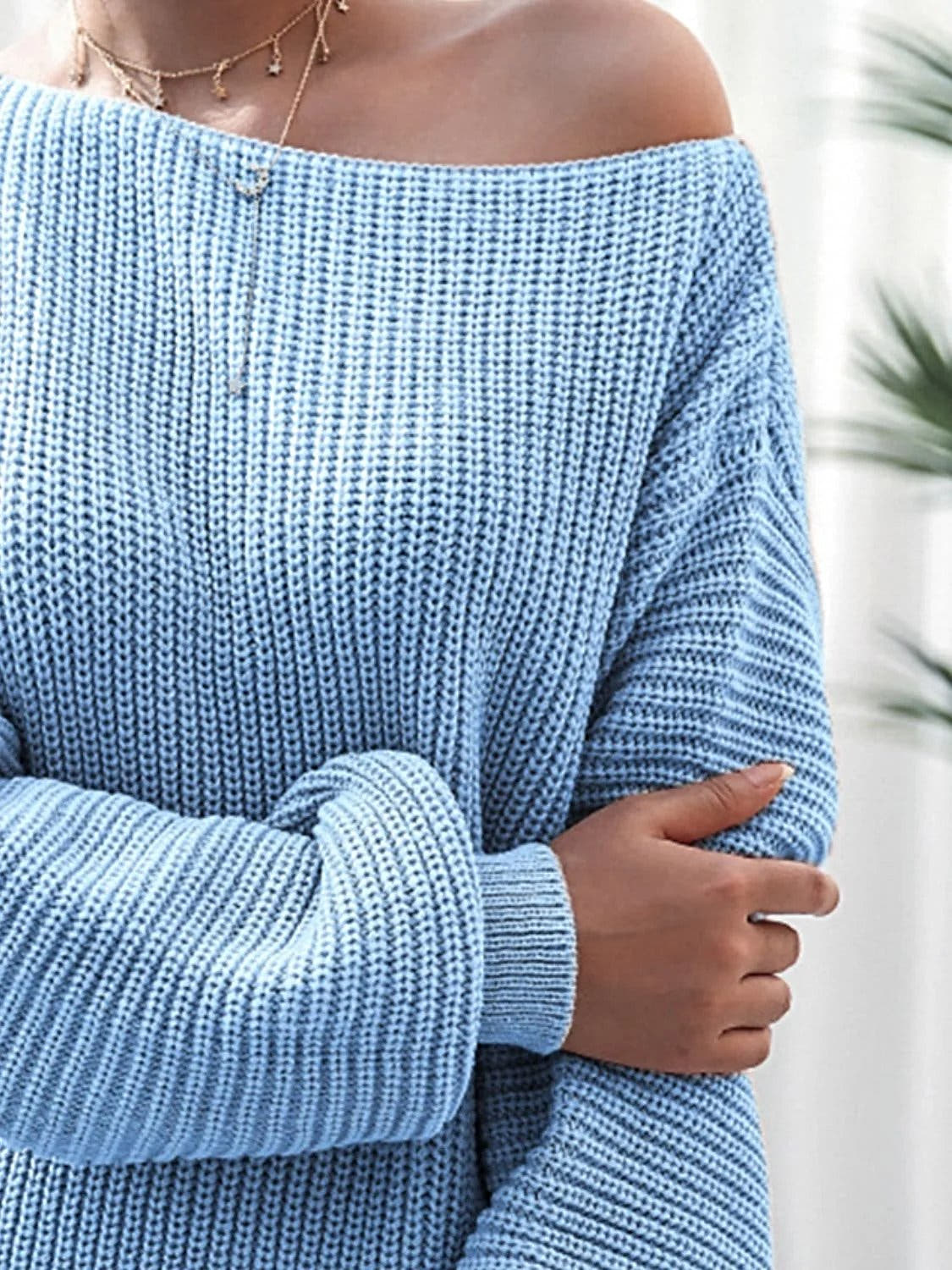 Rib-Knit Mini Sweater Dress -