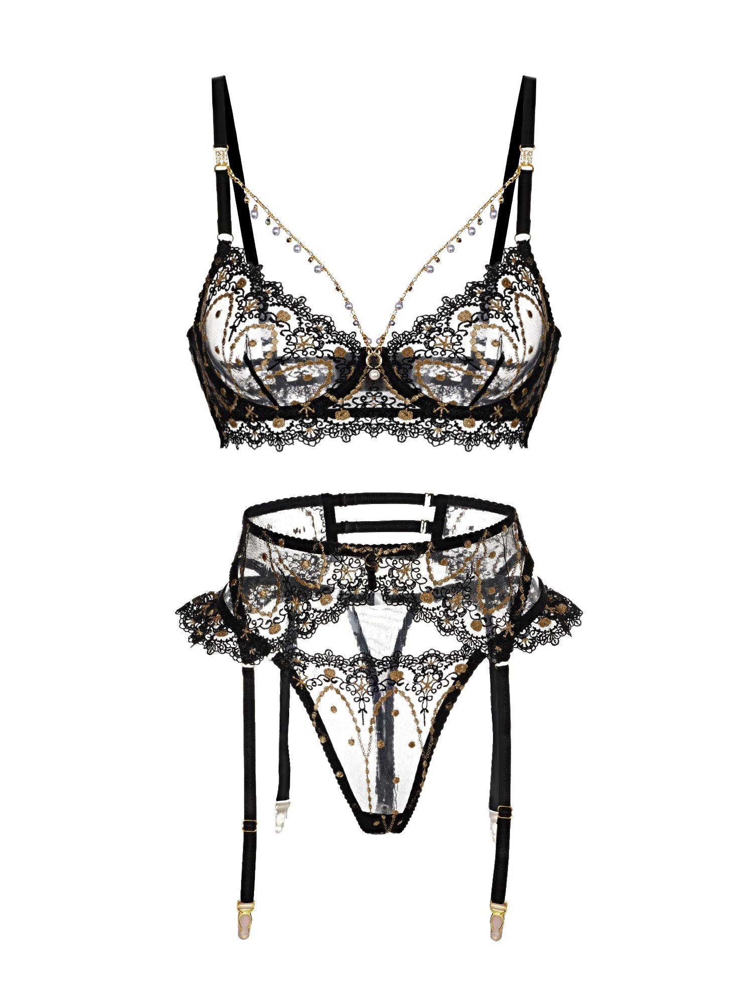 Vanessa Golden Clover Lingerie Set - 3 pcs set