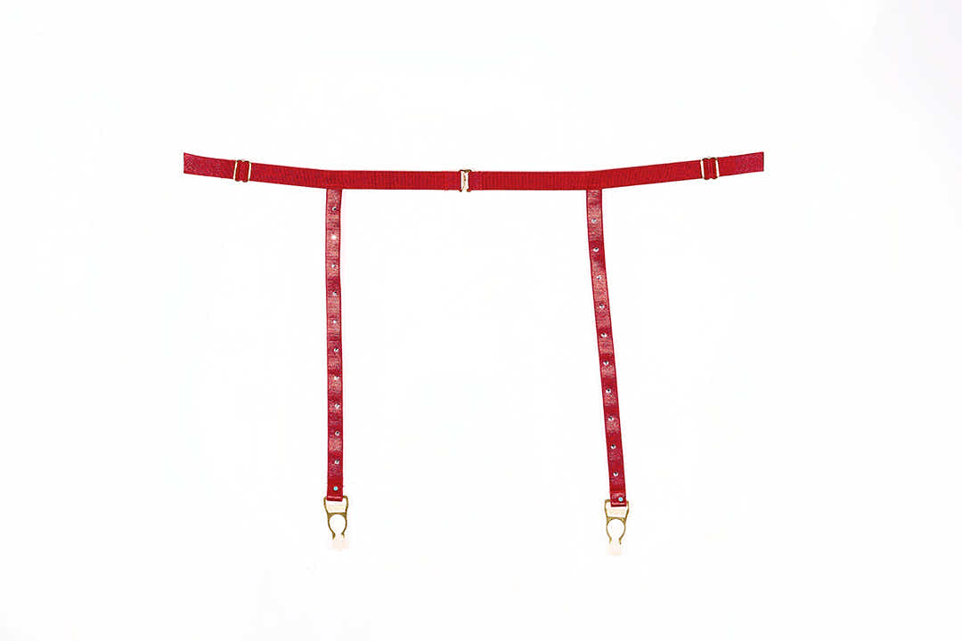 Seductive Red Garter and Panty Set with Rhinestone Straps - Allure Ashley Collection Allure Lingerie