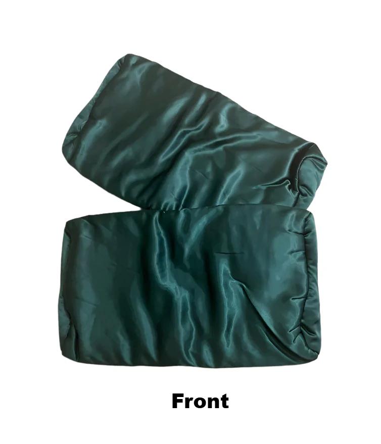 Front view of Luxurious Satin Contour Pillows in Forest Green color, showcasing the elegant design and soft texture, perfect for adding luxury to any space. Ideal for comfort and style, these satin contour pillows are hand-made for exceptional quality.