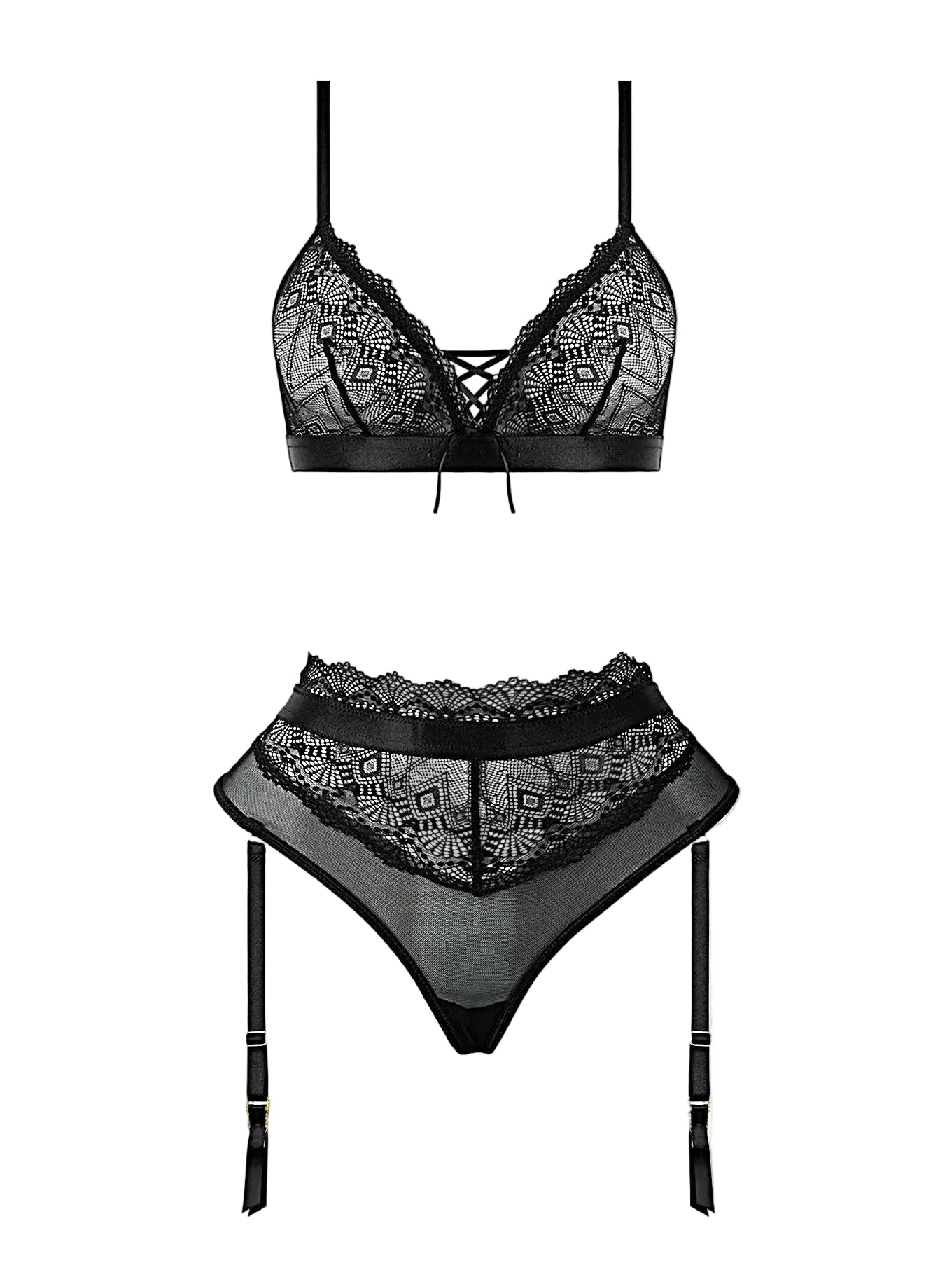 VIVIENNE LACE & MICRO BRALETTE & THONG SET -