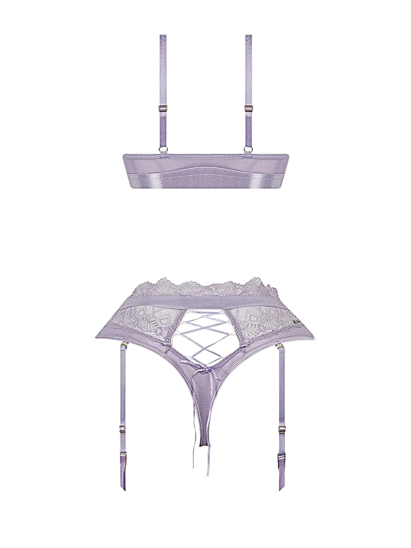 VIVIENNE LACE & MICRO BRALETTE & THONG SET -