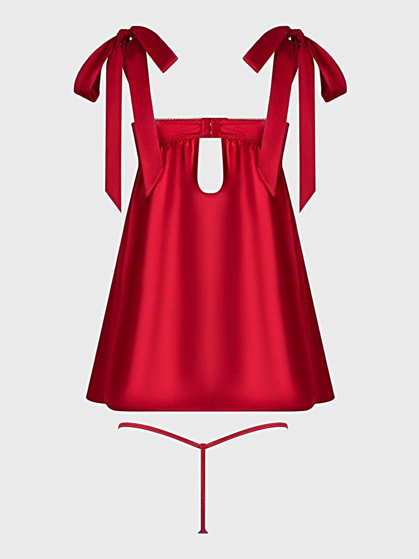 ROSALIE SATIN & EMBROIDERED LACE BABYDOLL & G-STRING SET -