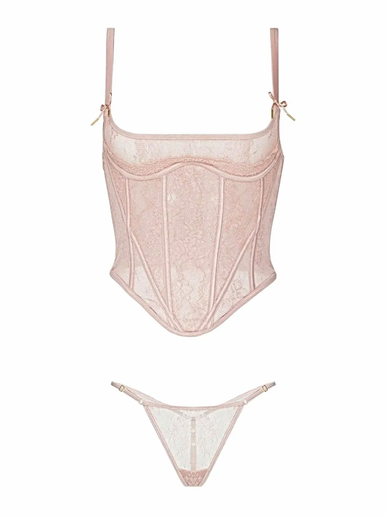 JOCELYN LACE UNDEREWIRE BUSTIER & G-STRING SET -