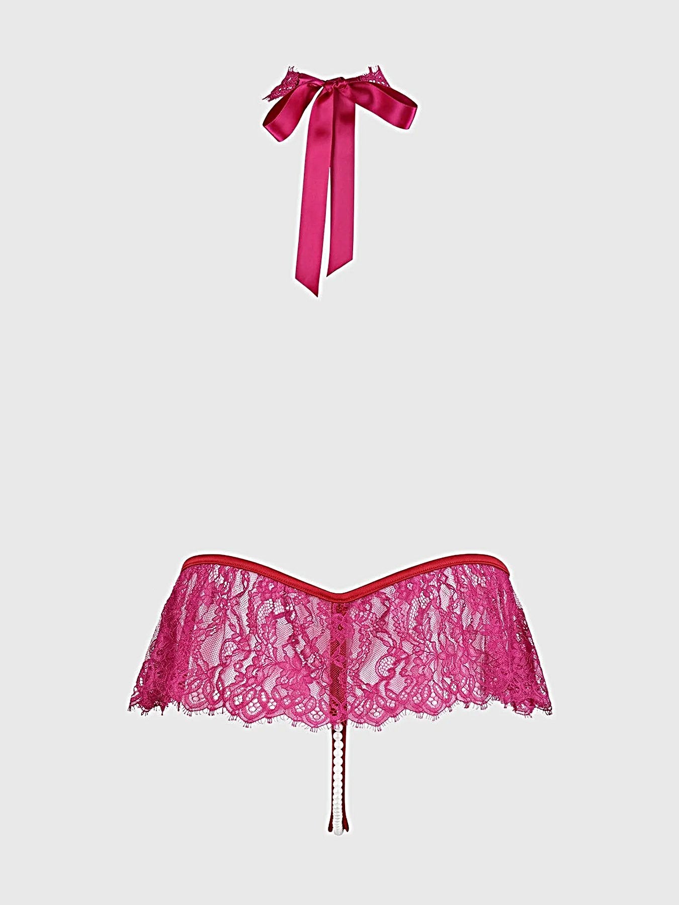 JOCELYN LACE & PEARL CROTCHLESS TEDDY -