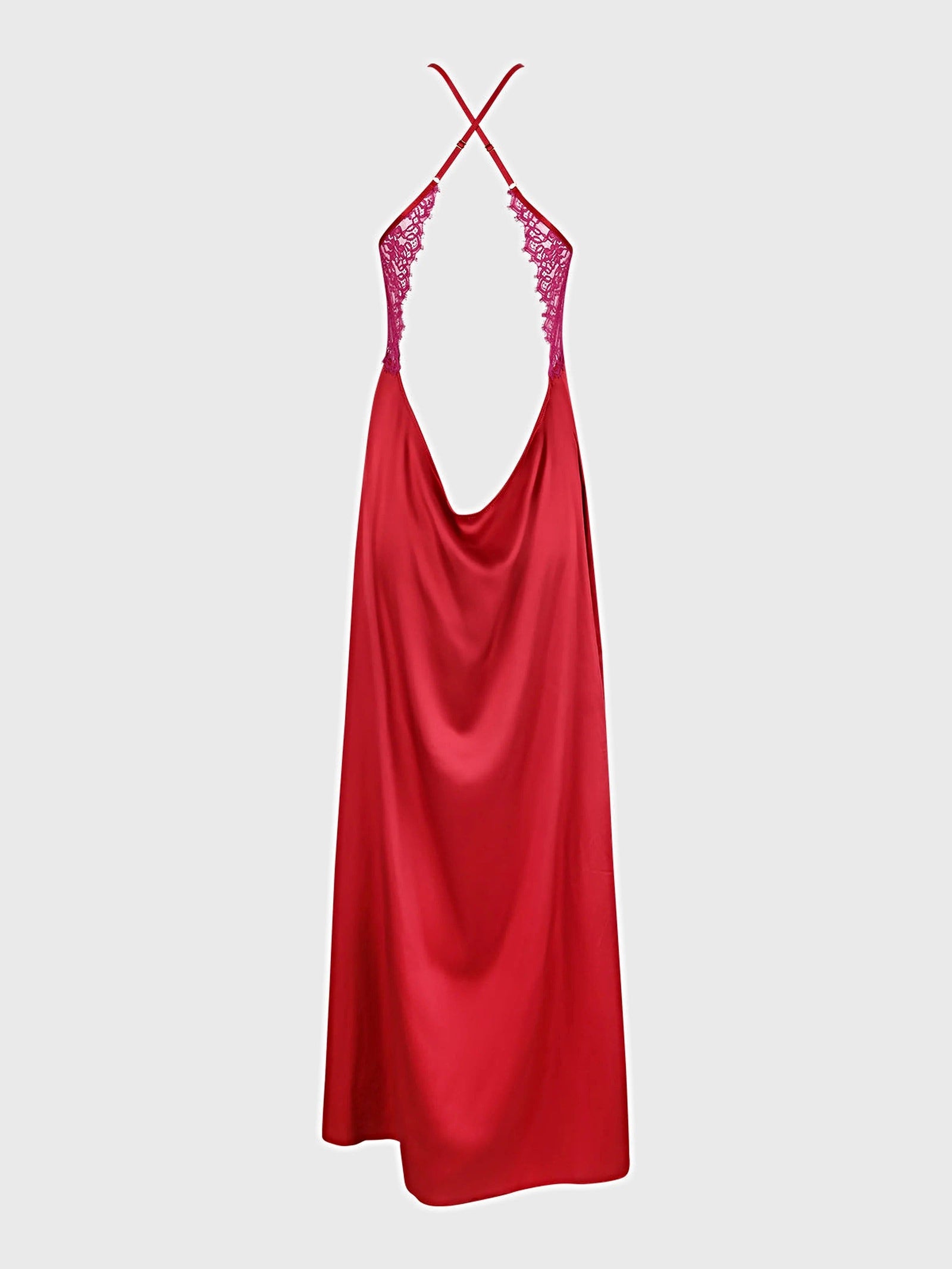 JOCELYN SATIN & LACE LONG HIGH SLIT GOWN -