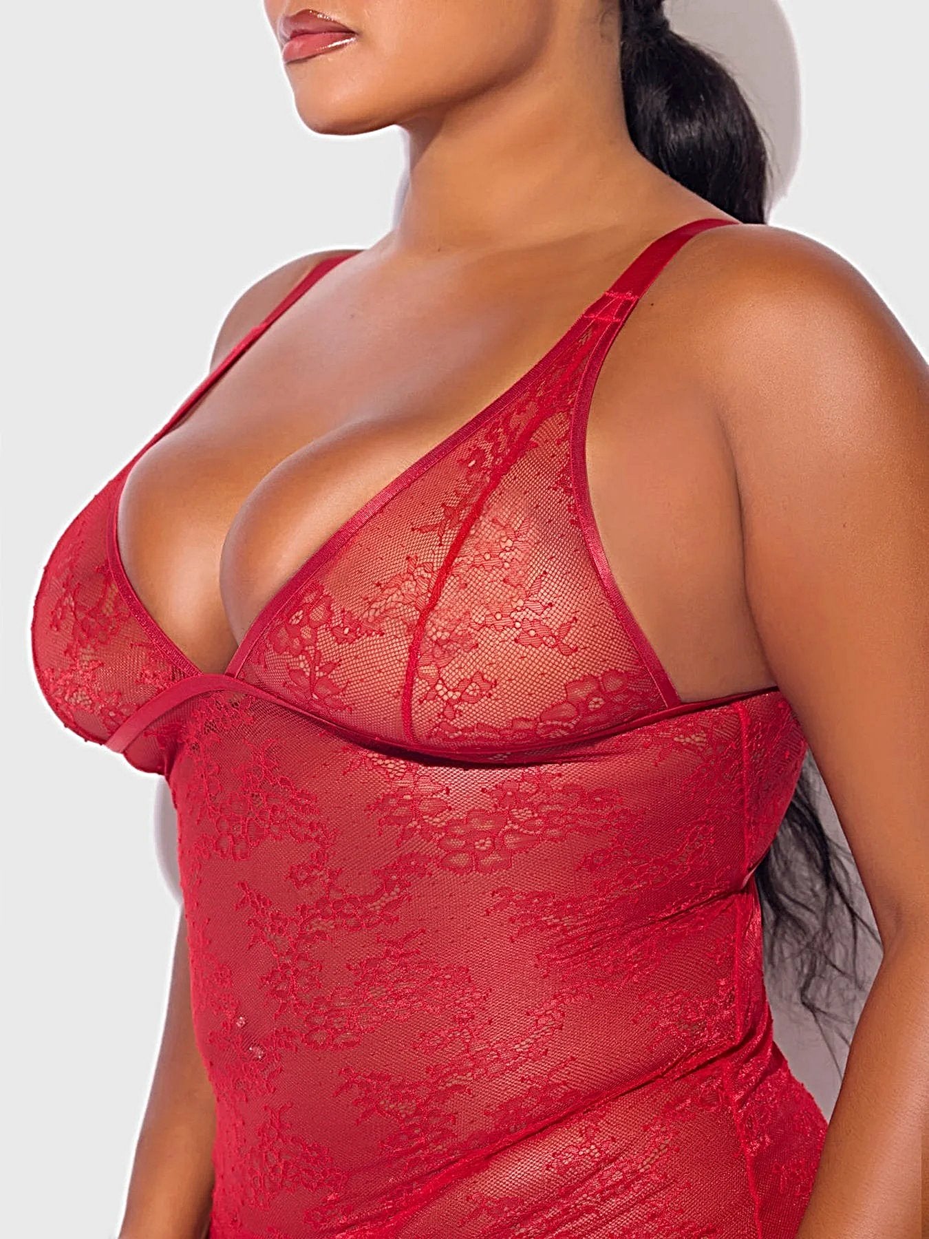 Kiki Lace Chemise Lingerie Set With Wireless Cups, Strappy Open Back & G-String -