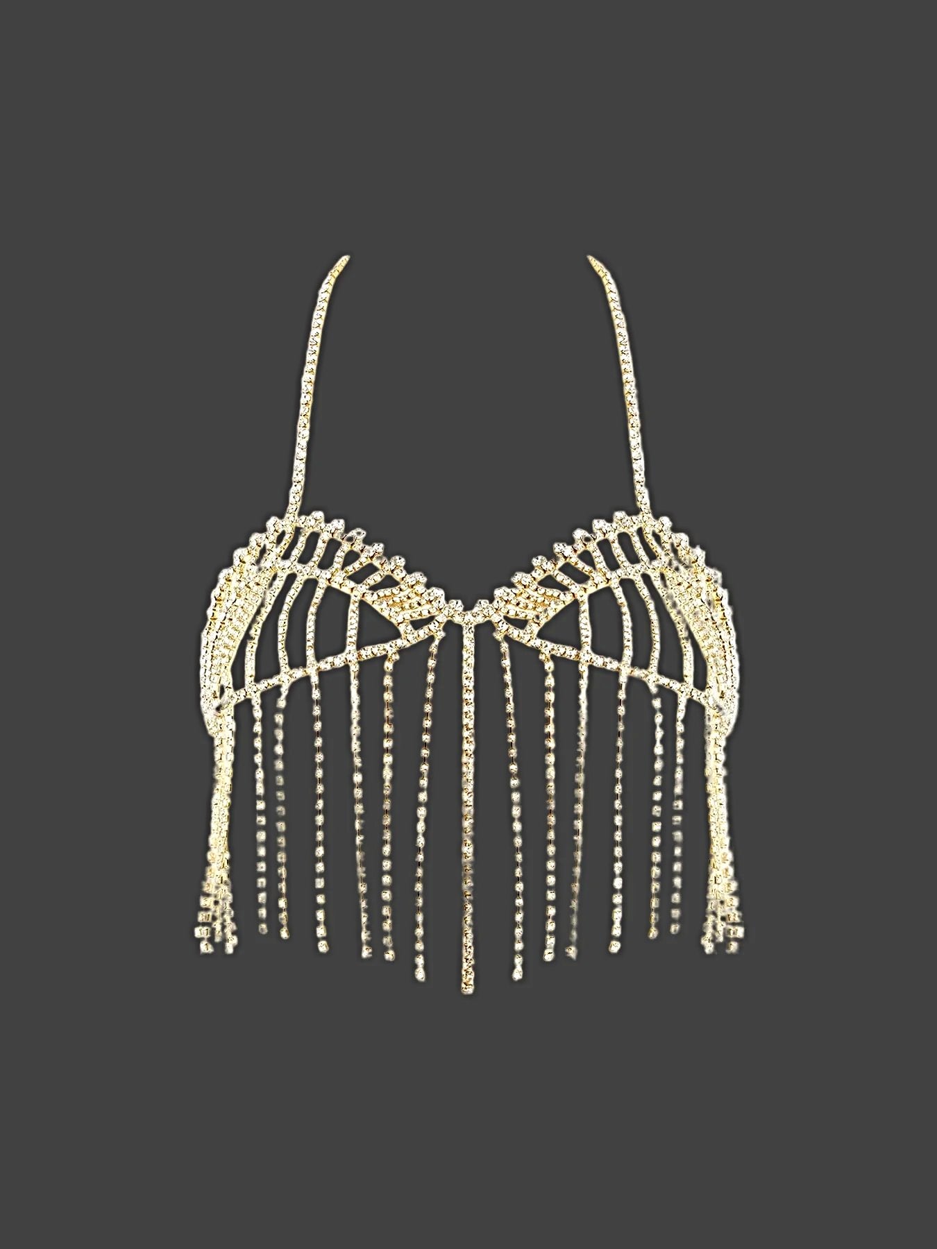 RHINESTONE FRINGE CROPPED CAMI TOP -