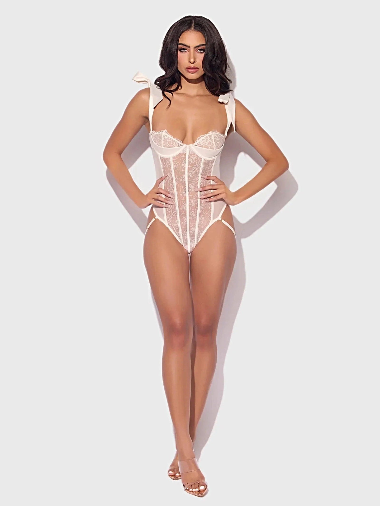 ROSALIE EMBROIDERED LACE TEDDY -