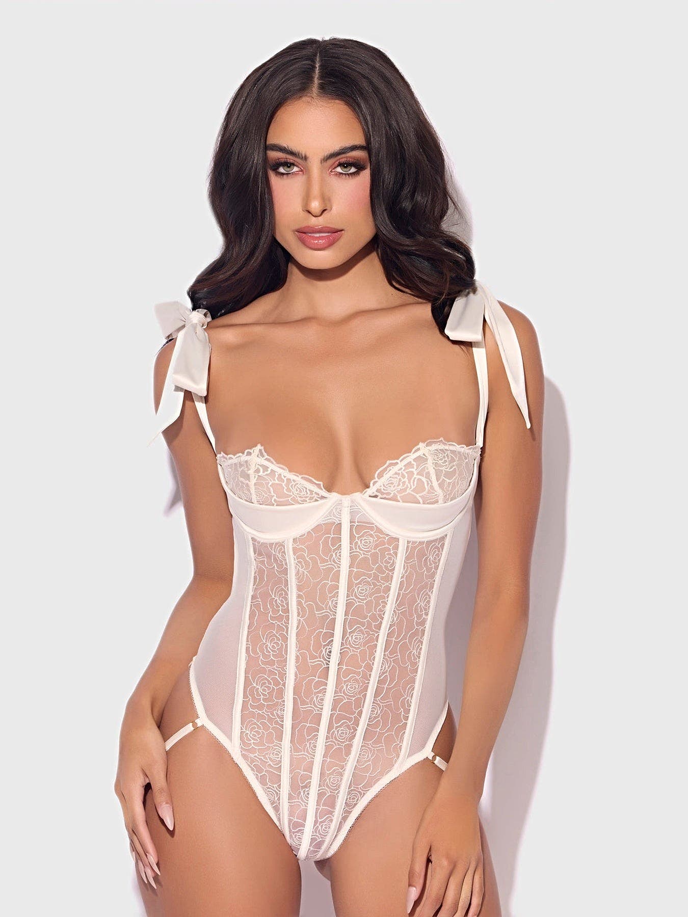 ROSALIE EMBROIDERED LACE TEDDY -