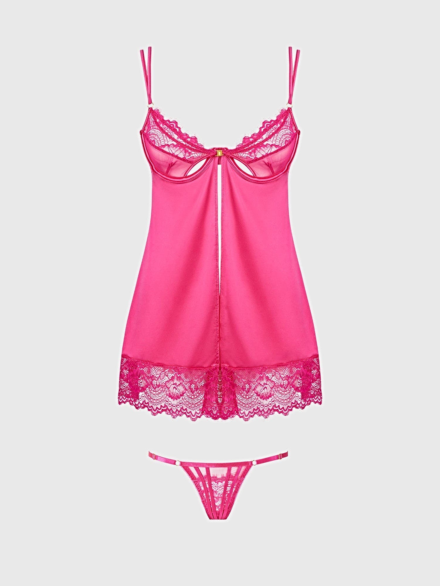 ISSADORA LACE OPENABLE CUP BABYDOLL & G-STRING SET -