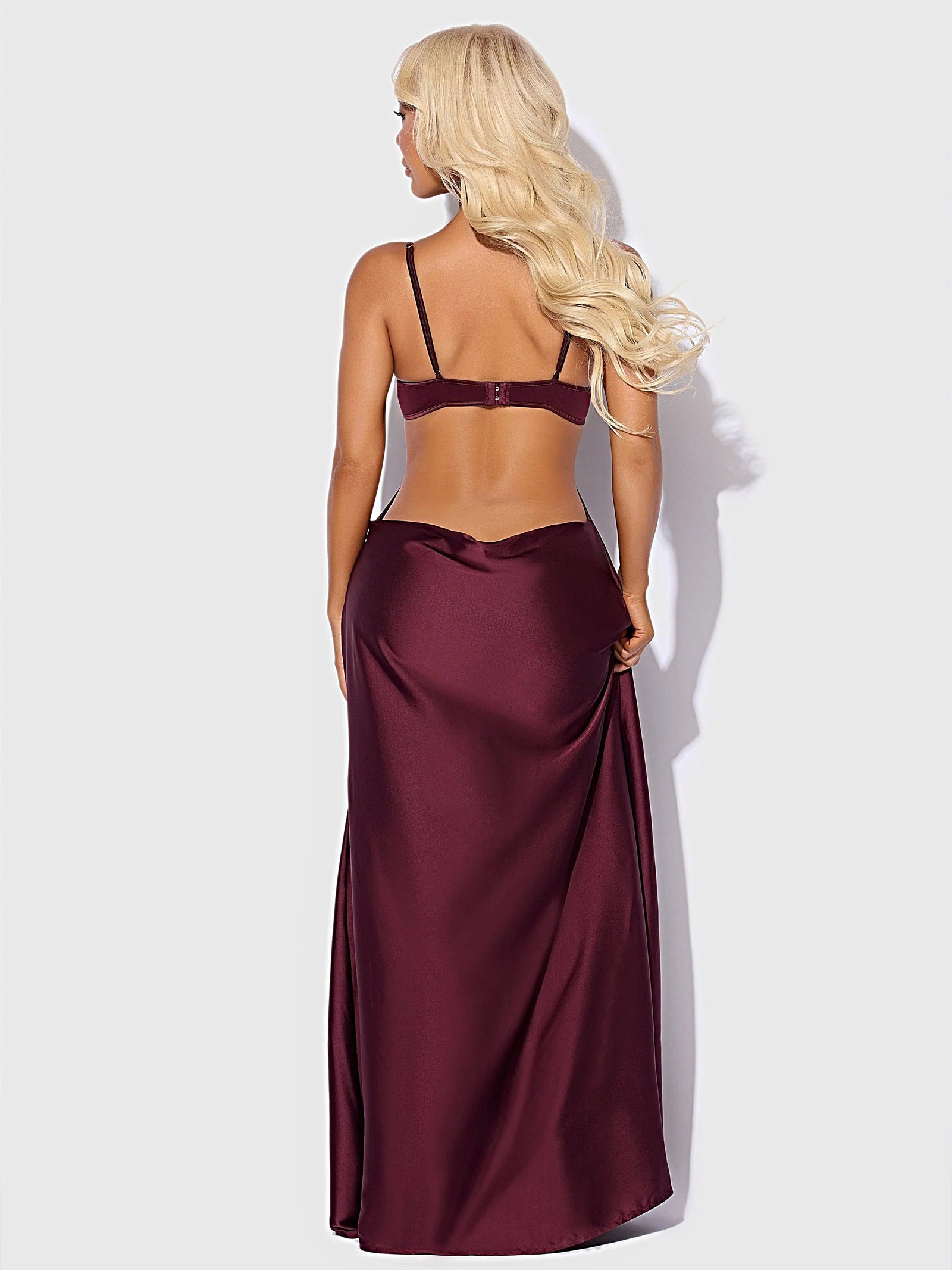 BRIGETA SATIN MONO WIRE LONG GOWN -