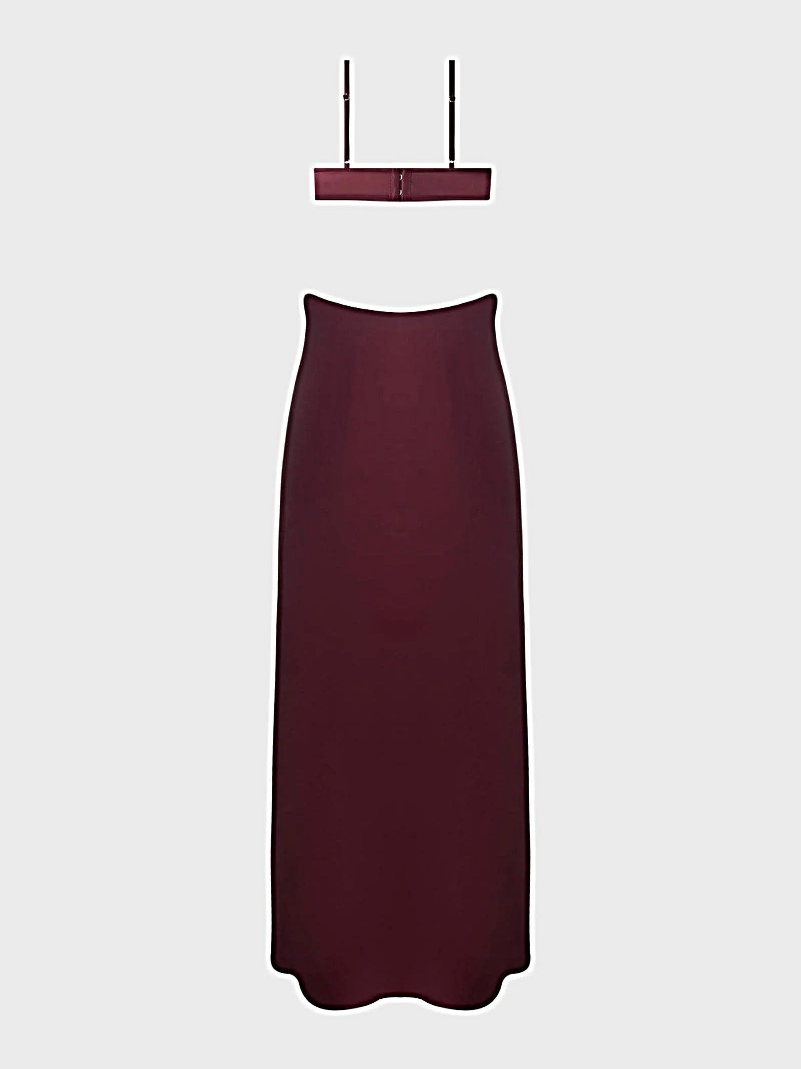 BRIGETA SATIN MONO WIRE LONG GOWN -
