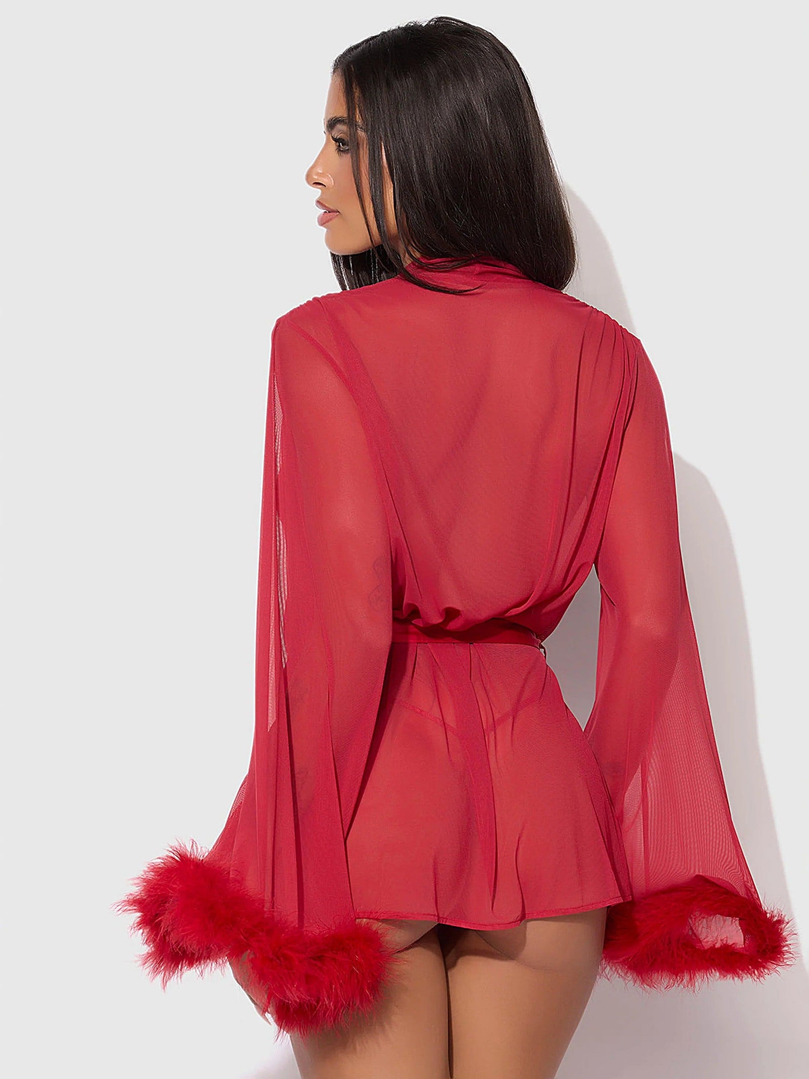 MARILYN MARABOU & MESH SHORT ROBE -