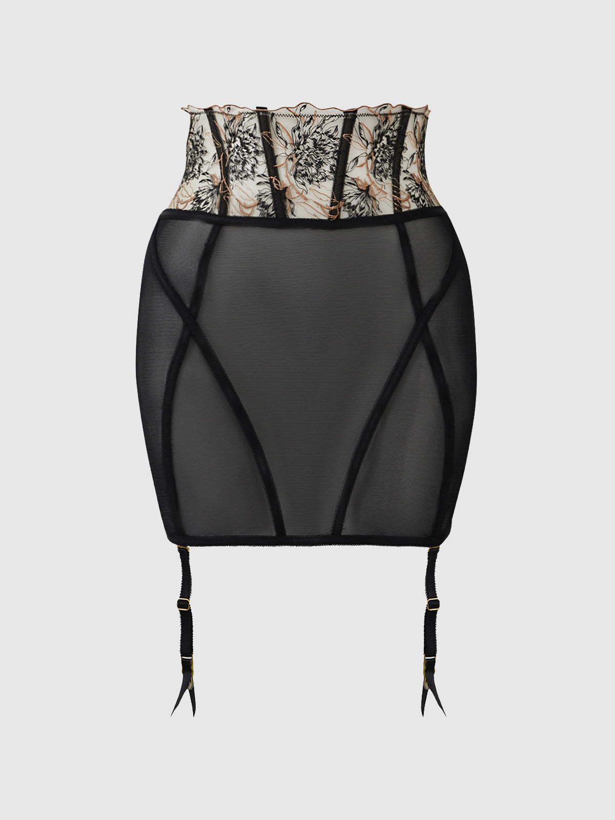 DELILAH EMBROIDERED OPEN BACK HALF SKIRT -
